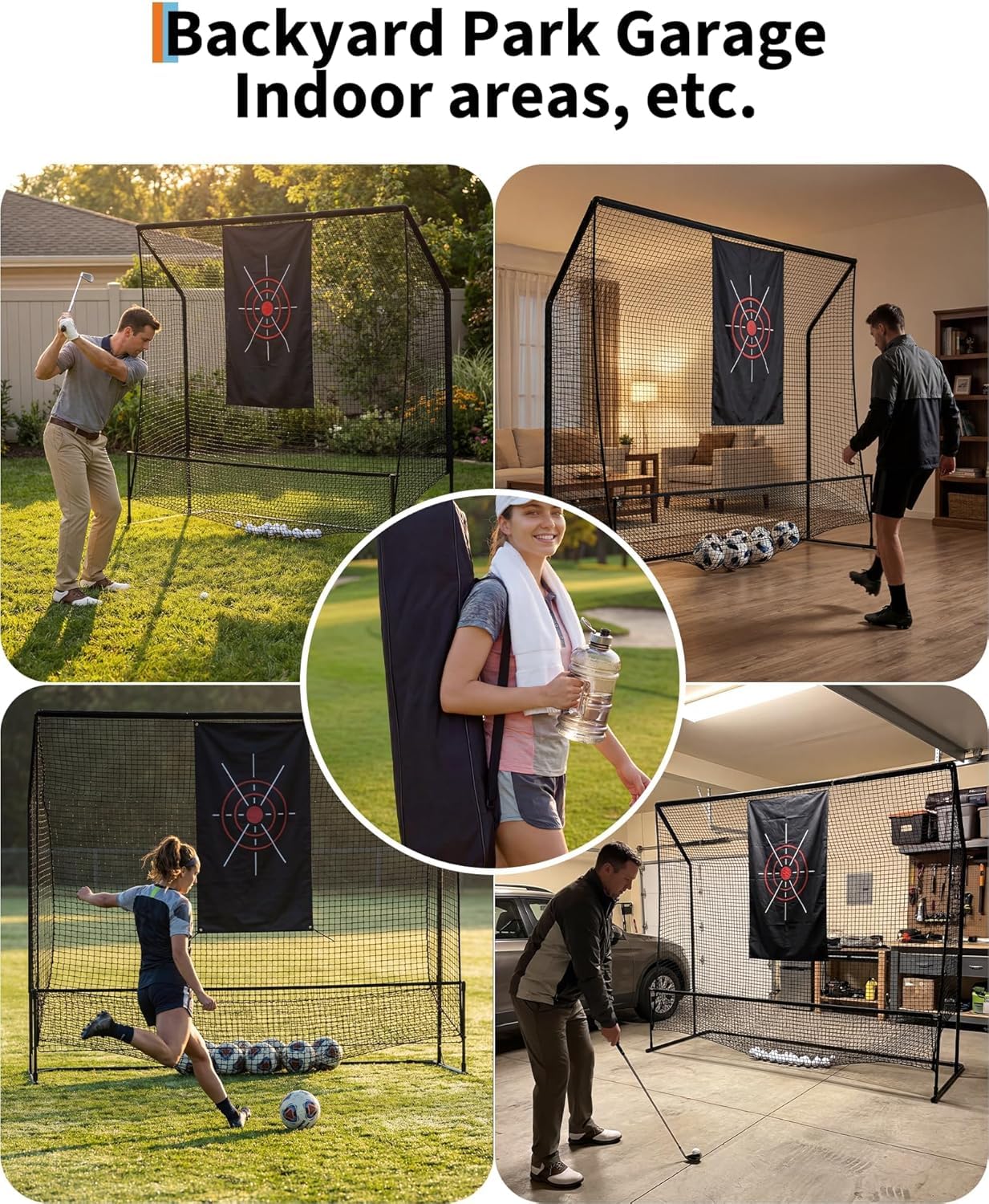 GarveeHome Golfnetz 304 x 228Cm Golfschlägernetz Mit Mehreren Zielen Golf Übungsnetz Für Abschläge Und Chippen Im Garten, Indoor- Und Outdoor-Golf-Schlagnetz Mit Tagbares Schwungtrainingsgerät