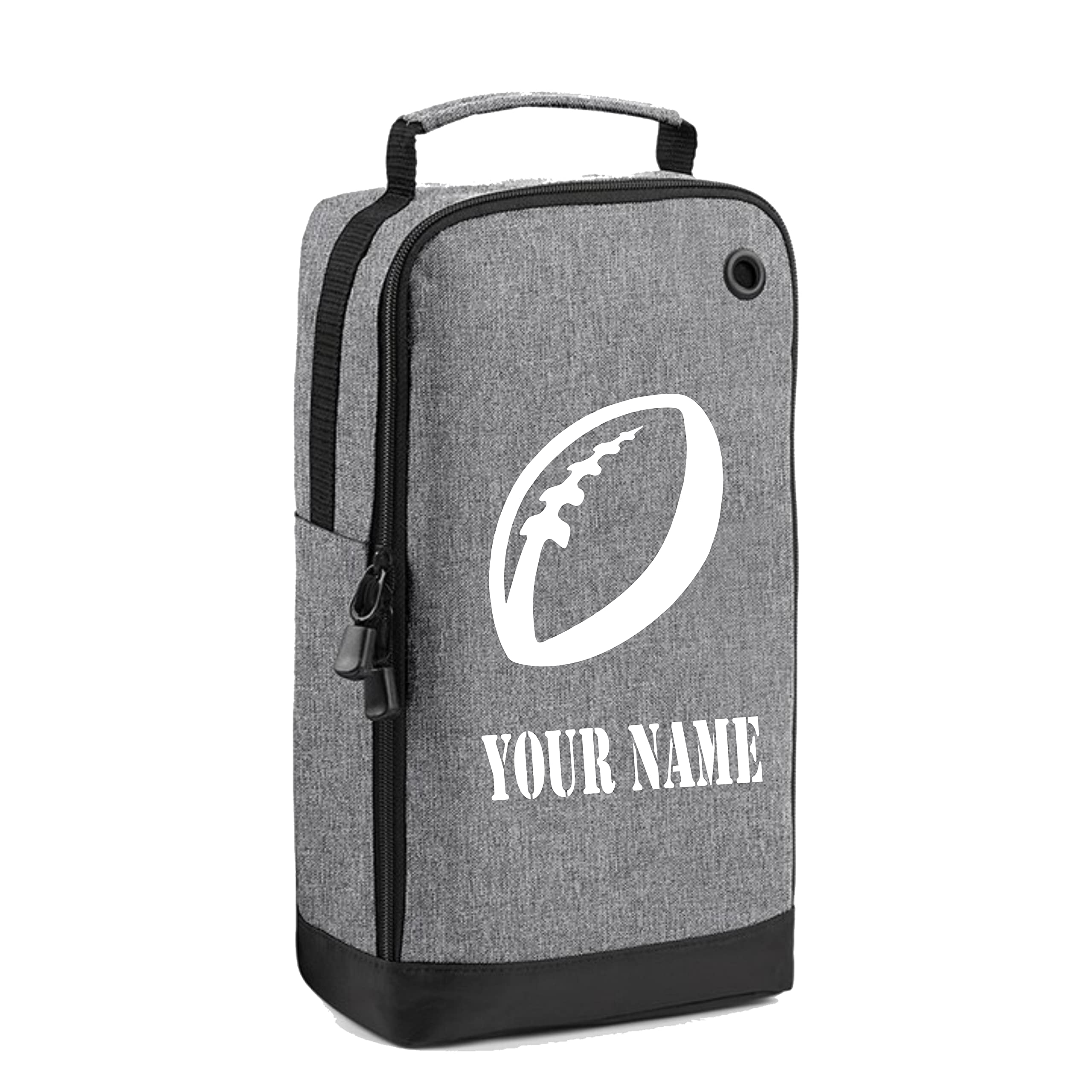 Personalised Rugby Boot Bag Boys Girls Footy Any Name Kids Sports PE Kit (Grey Marl)