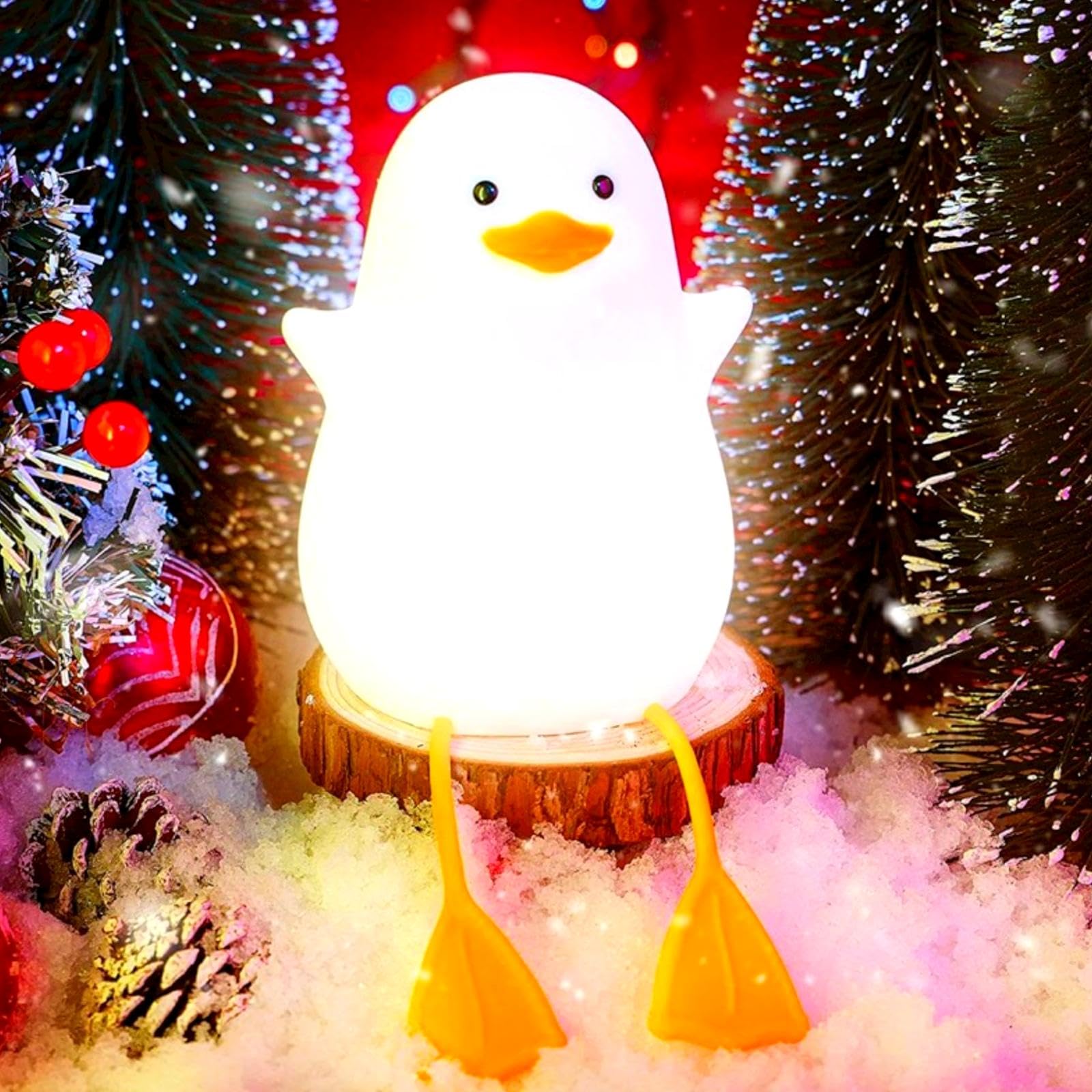 SXDMOUBK Benson Duck Lamp Silicone, Lying Flat Duck Night Light Light Up Duck Squishy Dimmable Touch Table Lamp with Timer LED Rechargeable for Kids Breastfeeding, Bedroom, Nursery (Sitting Duck)