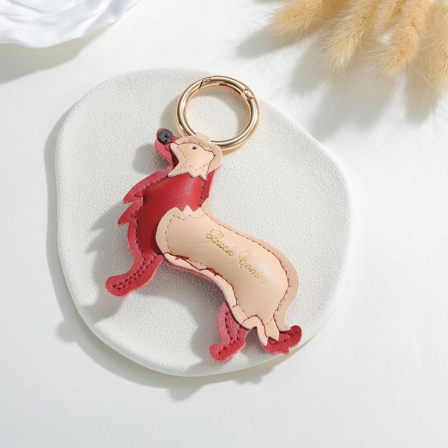 Leather Dog Bag Charm Dog Luck Games Keychain for Purse Handbags Bag Accessories - Image 3