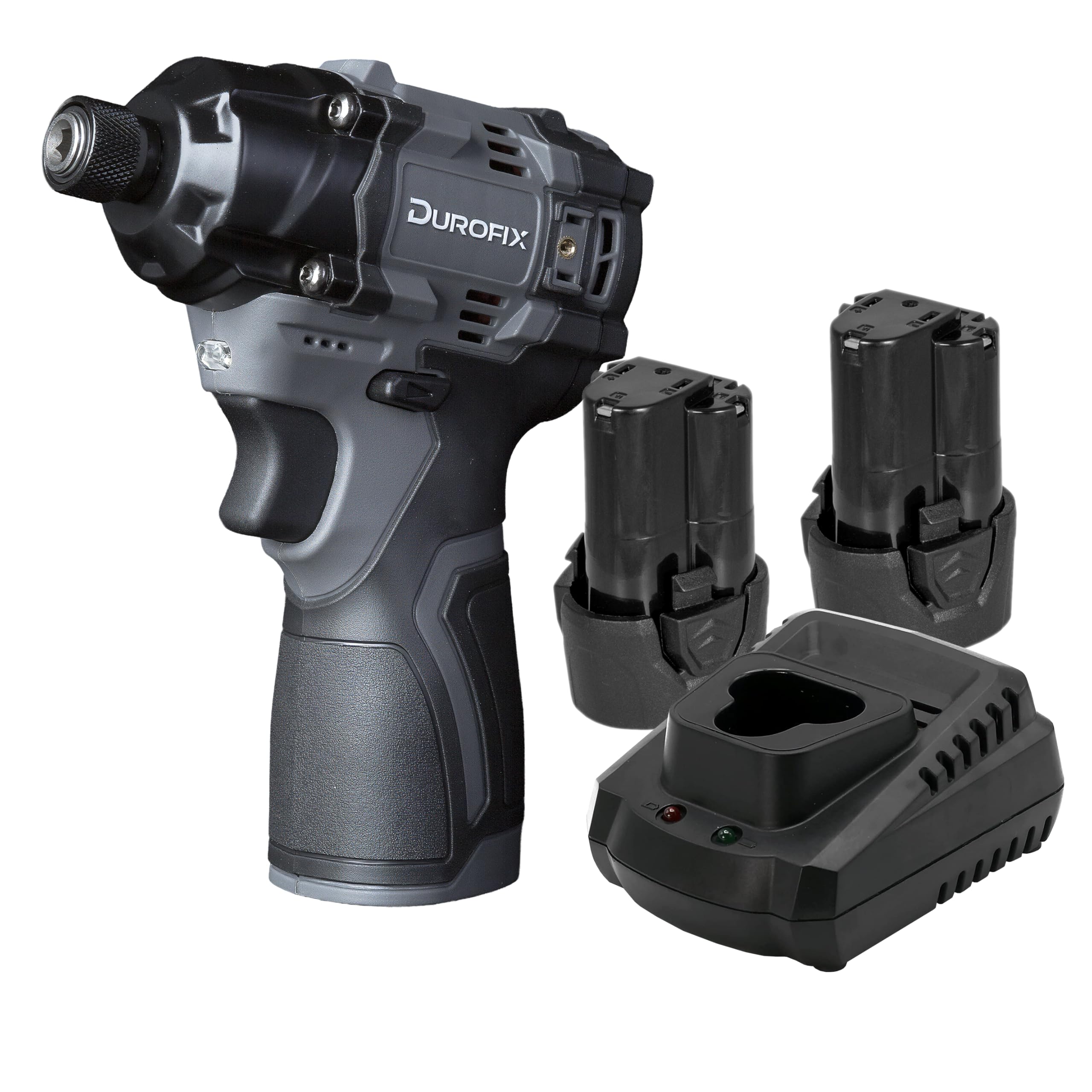 Durofix Light G12 Sub Compact Impact Driver 1/4" Hex, Brushless Cordless 170Nm Max Torque, 3300Rpm, Tool Kit With 2X 2.5Ah Batteries And Charger | Ri12185-P2x