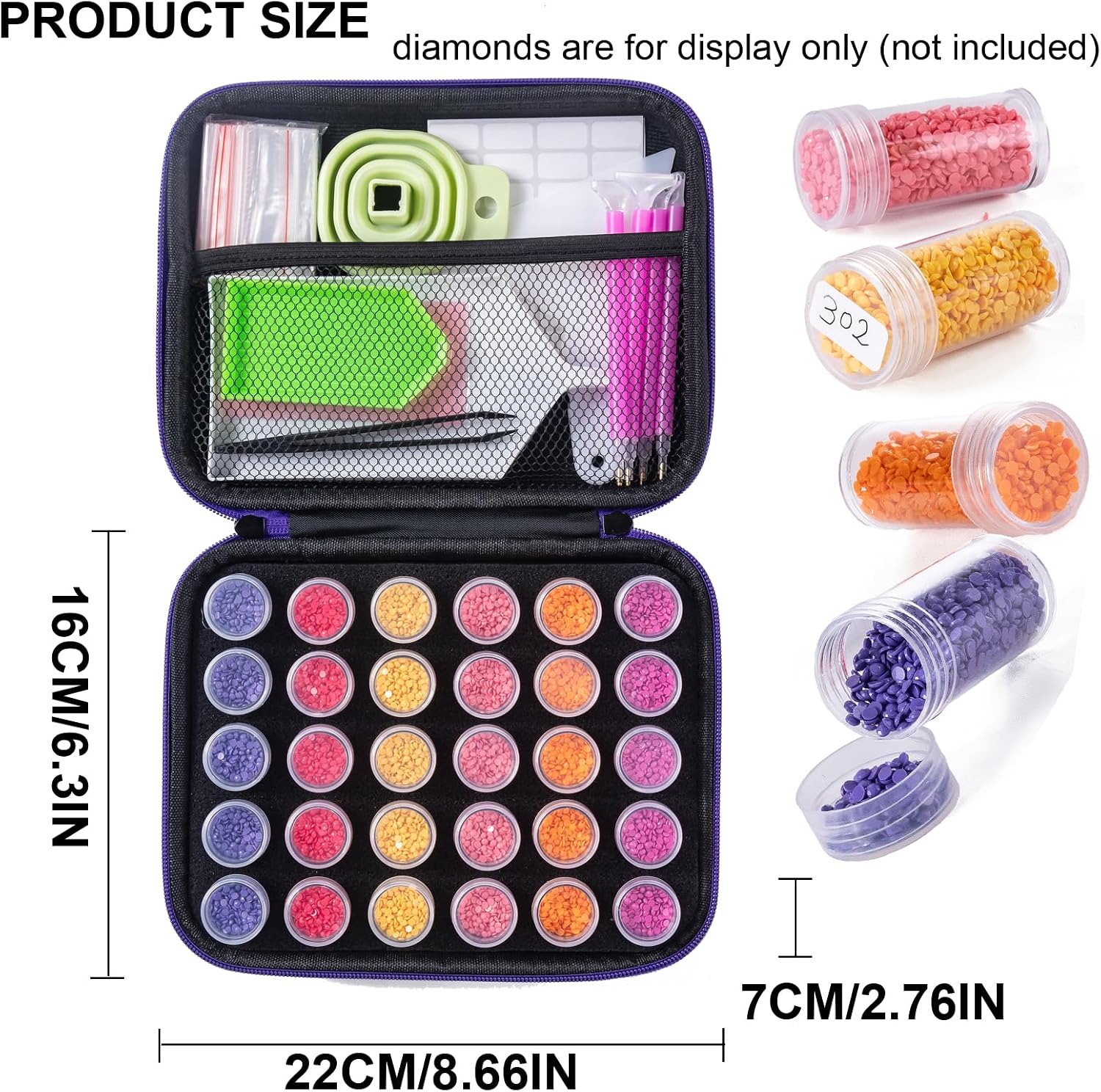ZYNYXY 30 Slots Diamond Art Storage Container with Diamond Art Accessories and Tools, Portable Bead Storage Boxes for Diamond Painting Kits