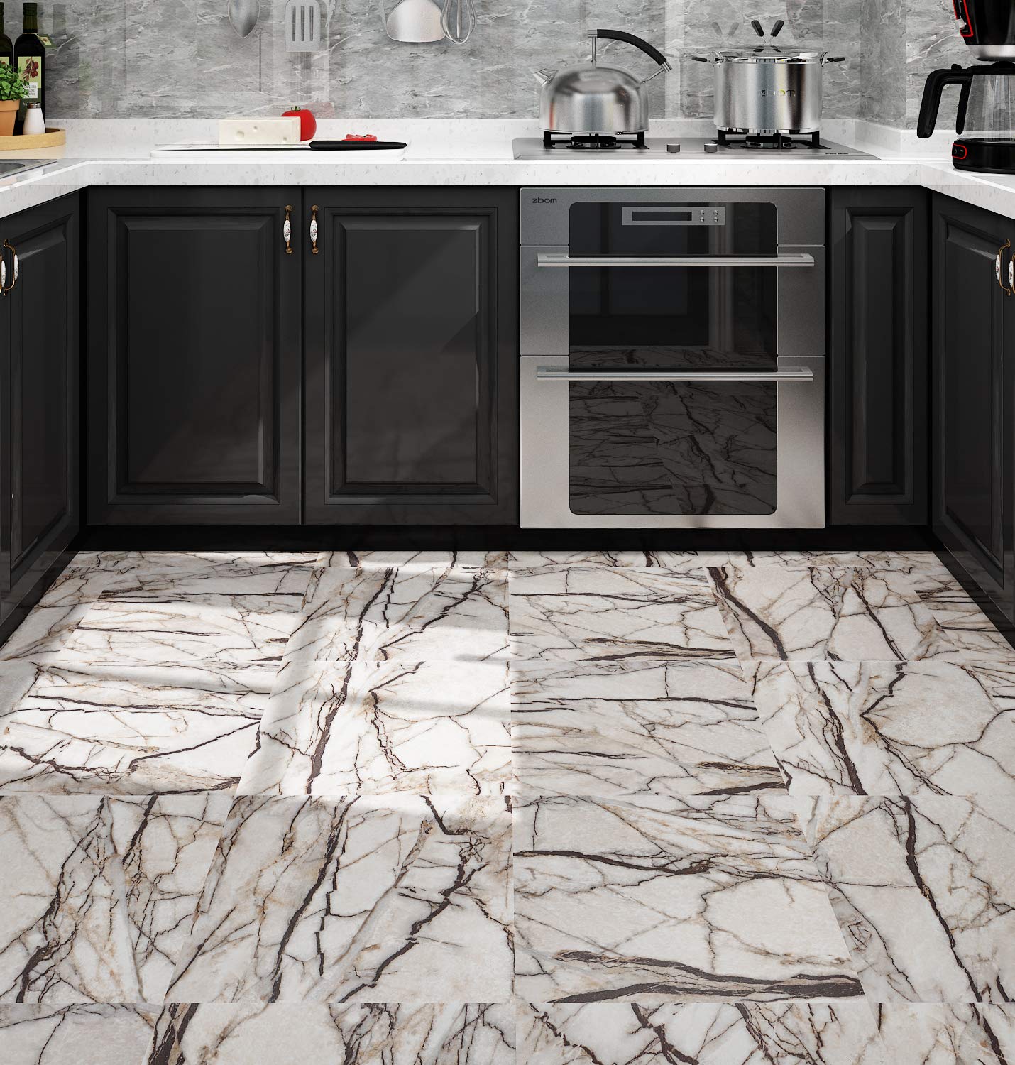 Buy Livelynine Marble Peel and Stick Floor Tile 12X12 Inch 16 Pack