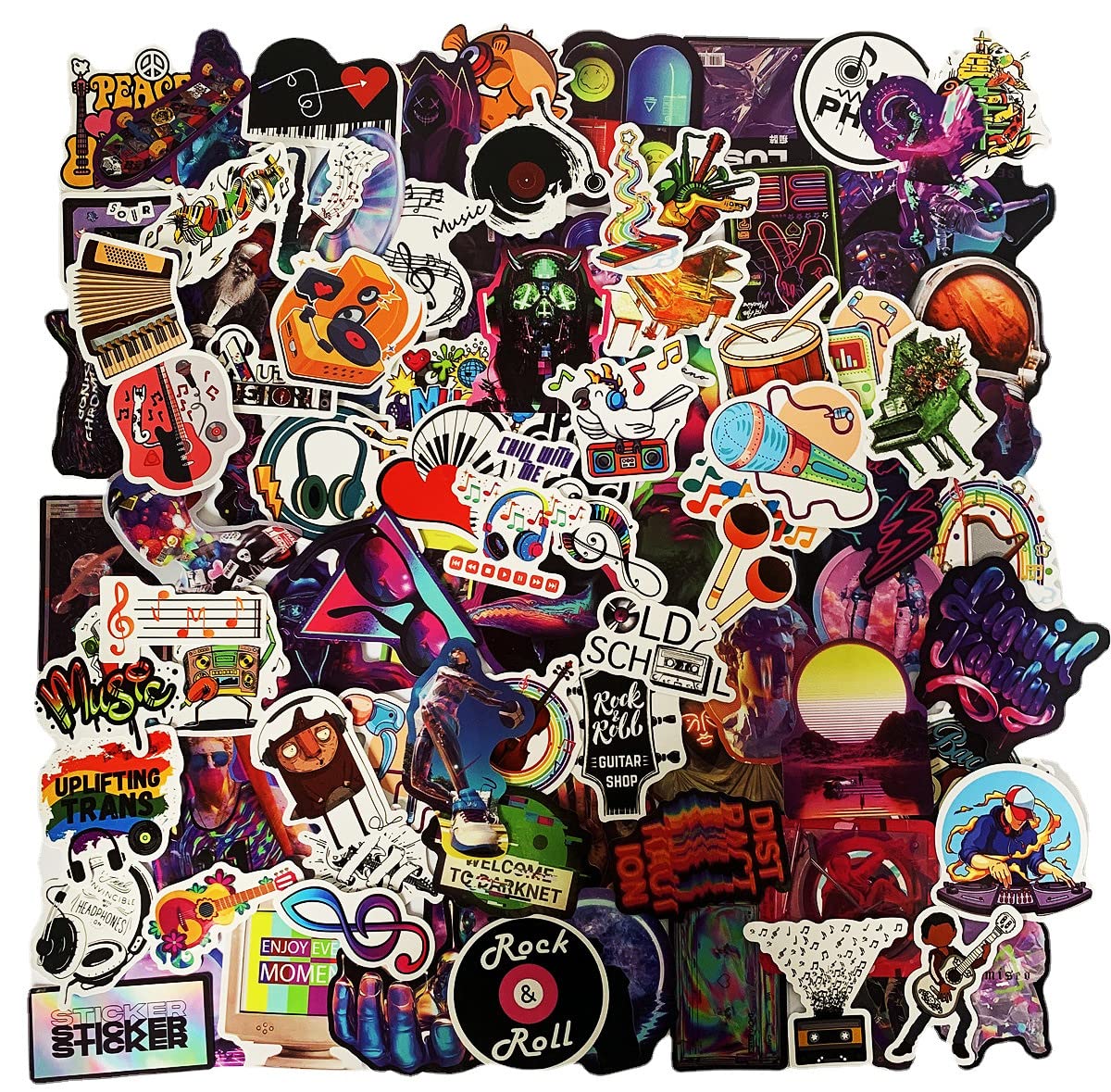 Trcousoa 100pcs Cute Music Rock Roll Band Stickers,Cool Stickers for Skateboard Water Bottle Luggage, Graffiti Stickers Pack for Kids Teens Adult
