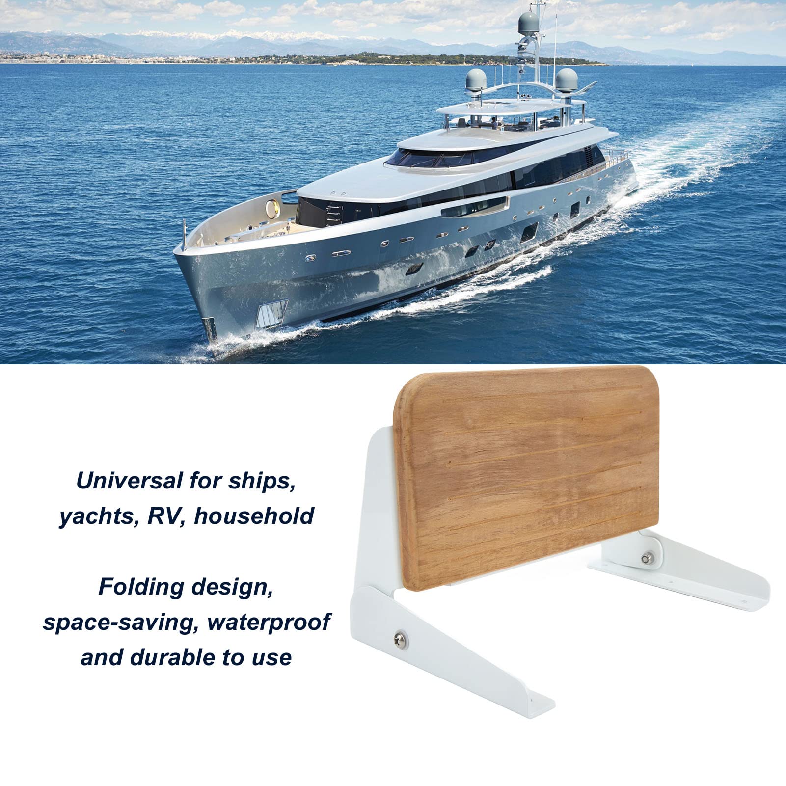 BRRNOO Ducha Plegable de Madera de Teca Montada en la Pared, Diseño de Grado Marino, Ideal para Yates, Casas Rodantes, Baños