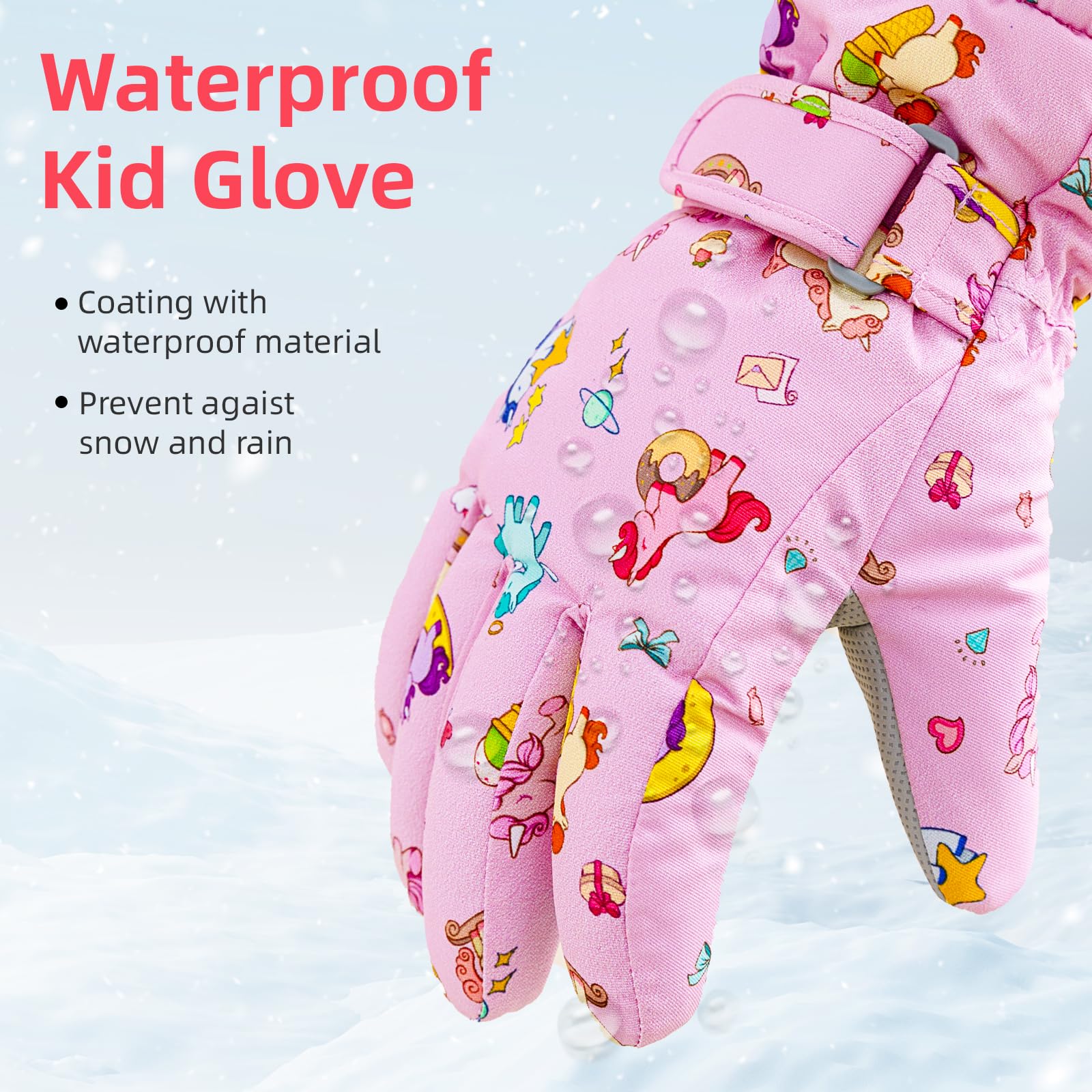 Vihir Skihandschuhe Kinder Winterhandschuhe – Wasserdicht & Winddicht, Extra Warm & Atmungsaktiv für Skifahren, Outdoor-Sport & Reiten – Jungen & Mädchen 4-11 Jahre