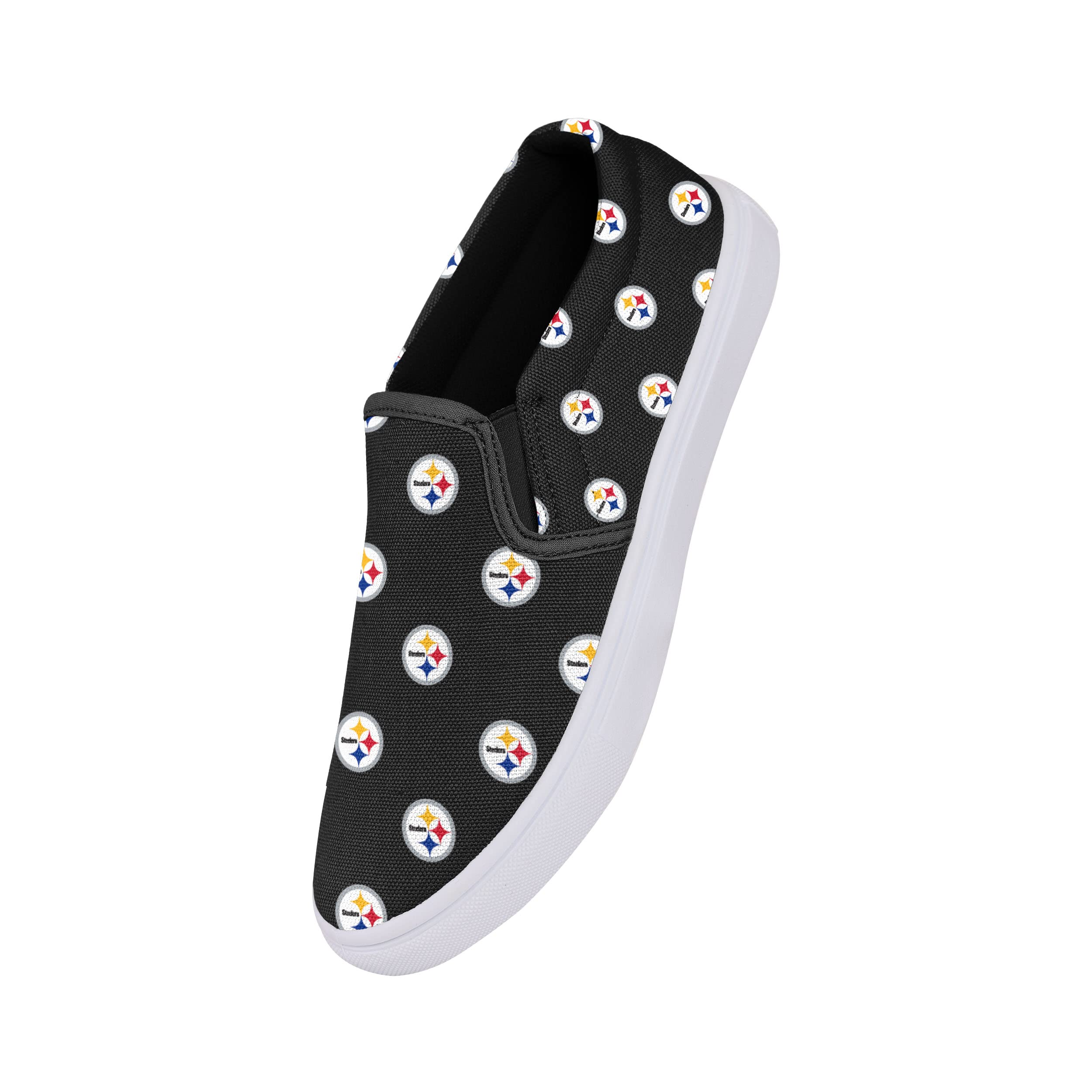 FOCO Pittsburgh Steelers NFL Womens Repeat Logo Slip On Canvas Shoe