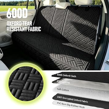 Dog Car Seat Cover for Back Seat, Waterproof 600D Oxford Protector