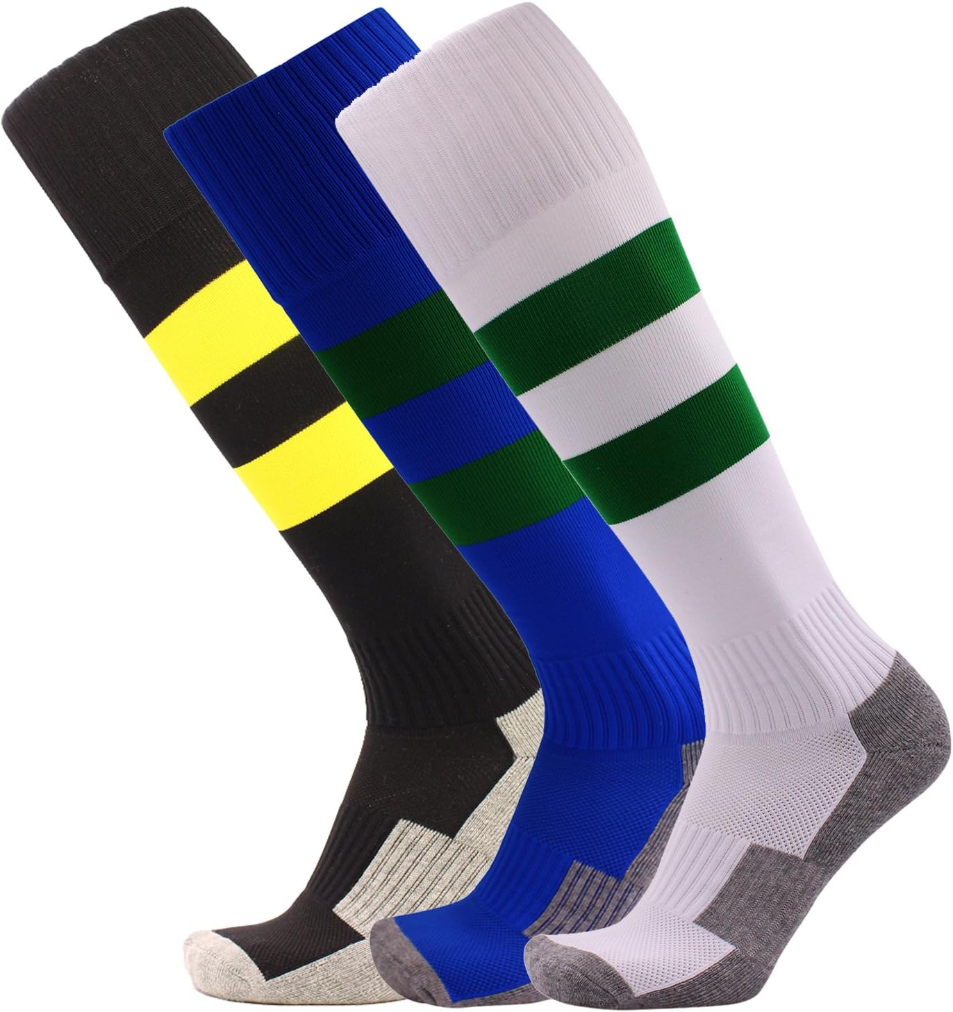 KALAKIDS Youth Soccer Socks 1/3/5/6 Pack Stripe Compression Football Socks