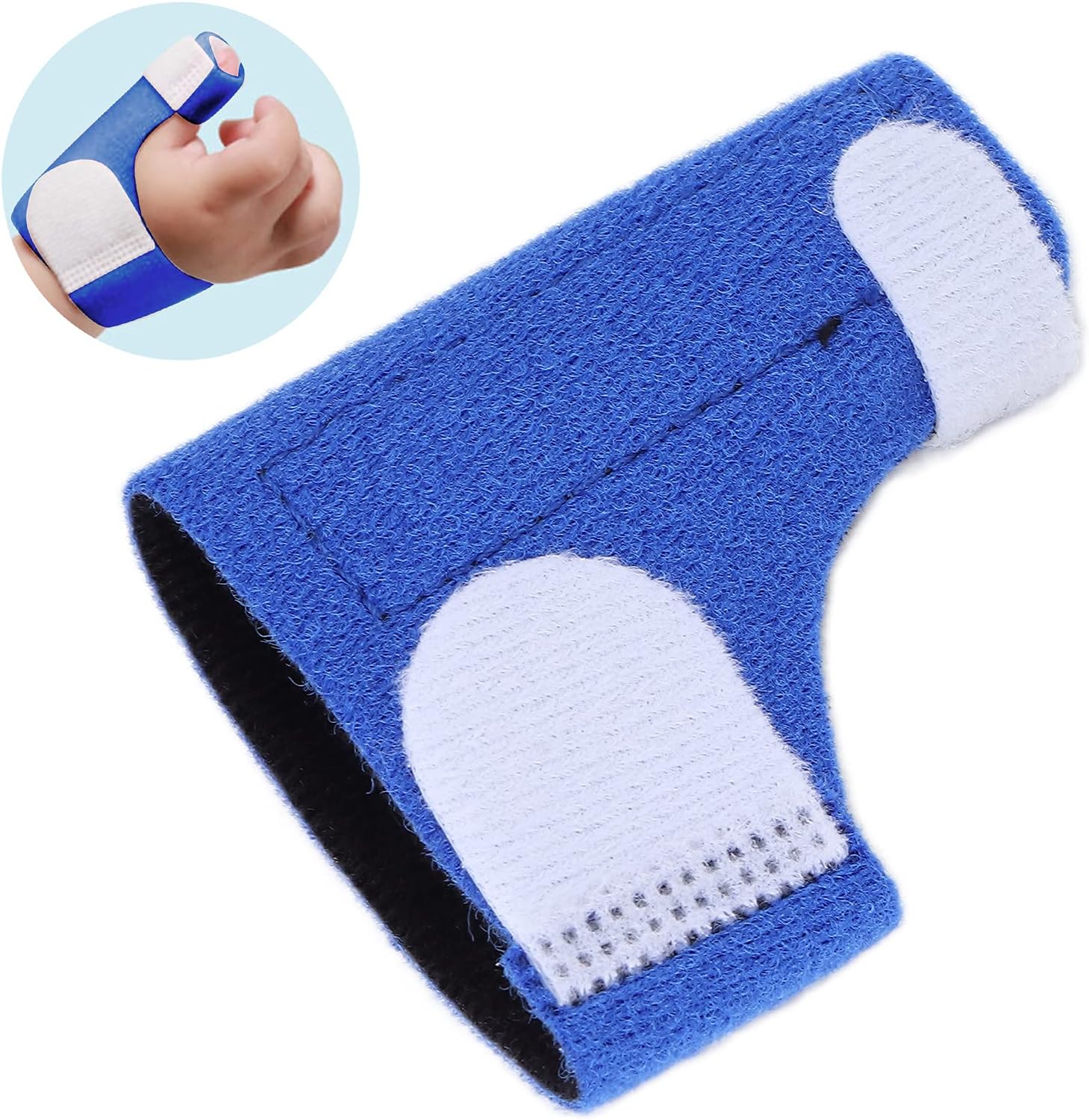 Baby Thumb Brace, Toddler Baby Finger Guard, Baby Thumb Fix Brace with Breathable Wrist Band, Infant Children Finger Thumb Support for Sprain Fracture Fixation Thumb Splint, Blue(S)