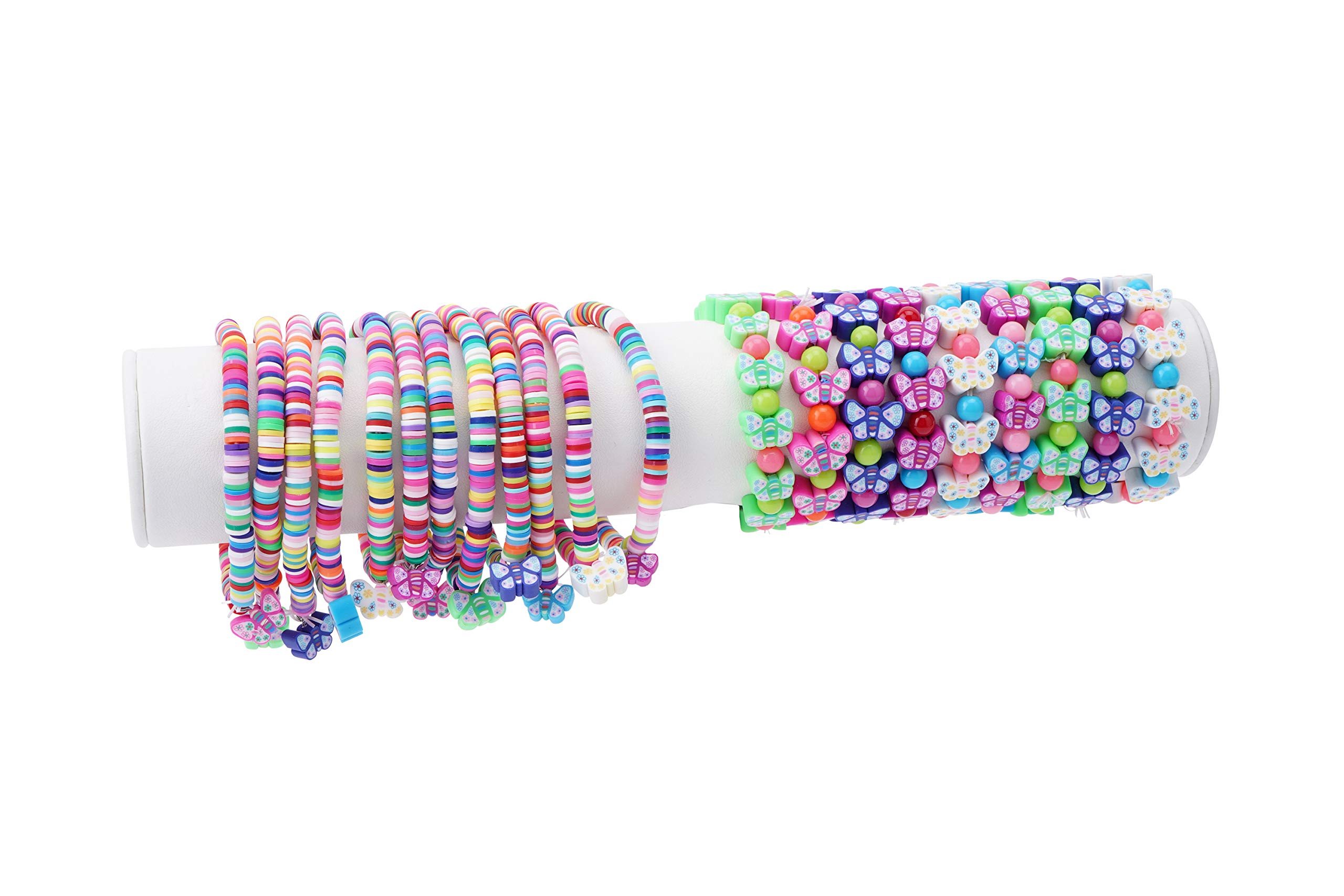 CGB Giftware | Pack of 6 Multi Colour Stripe or Butterfly Elastic Beaded Girls Bracelets | Cupcakes & Cartwheels | CC00018