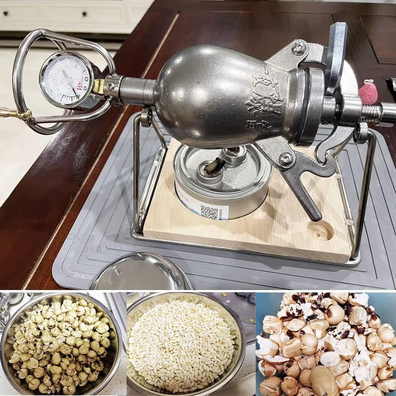 ZZYYZZ Hand Popcorn Machine, Open Fire Heating Popcorn