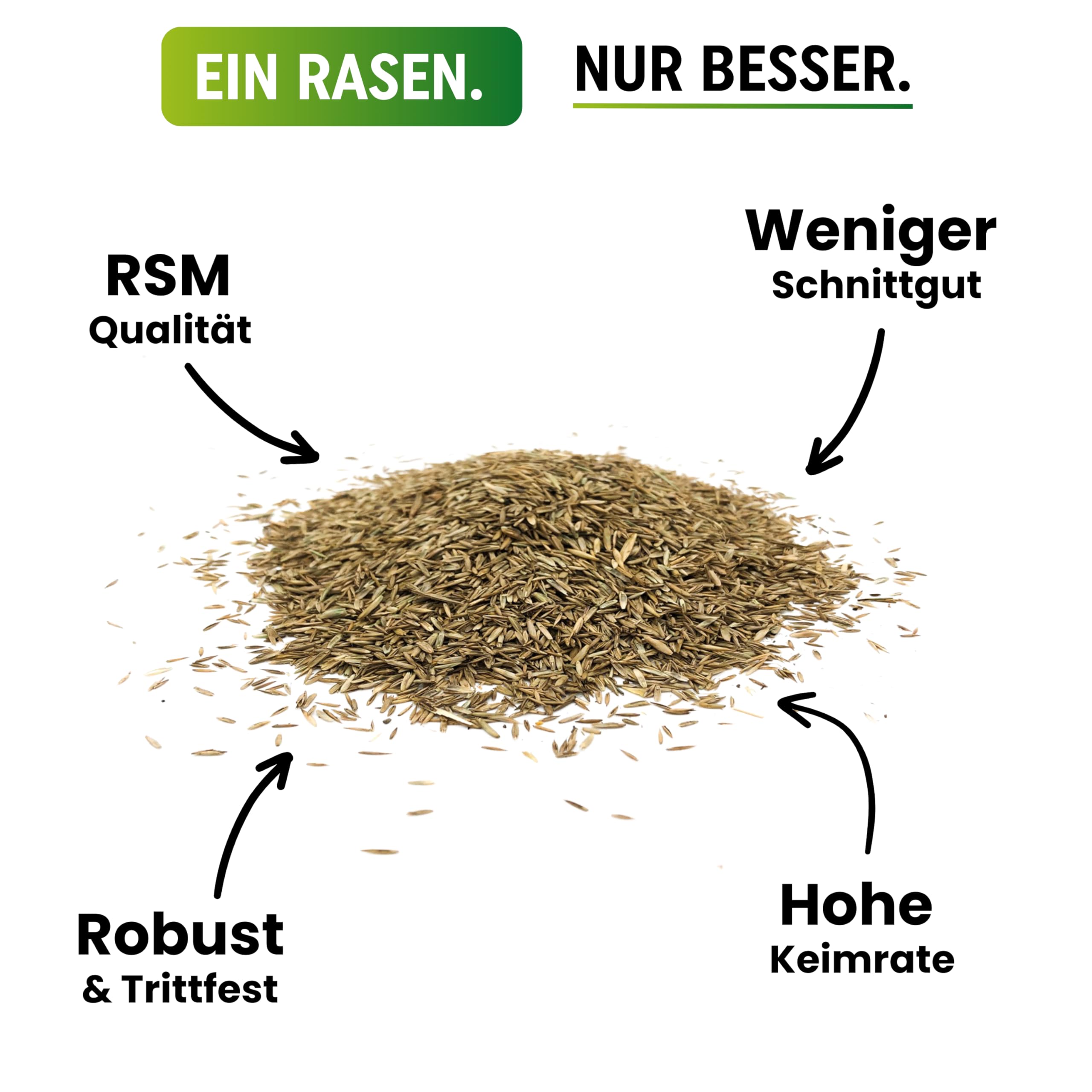 Greenyp® Ultimate I Premium RSM - Erba ombreggiata con 100% RSM, 5 kg per 200 m², seme di erba, seme di erba per luoghi ombreggiati e asciutti