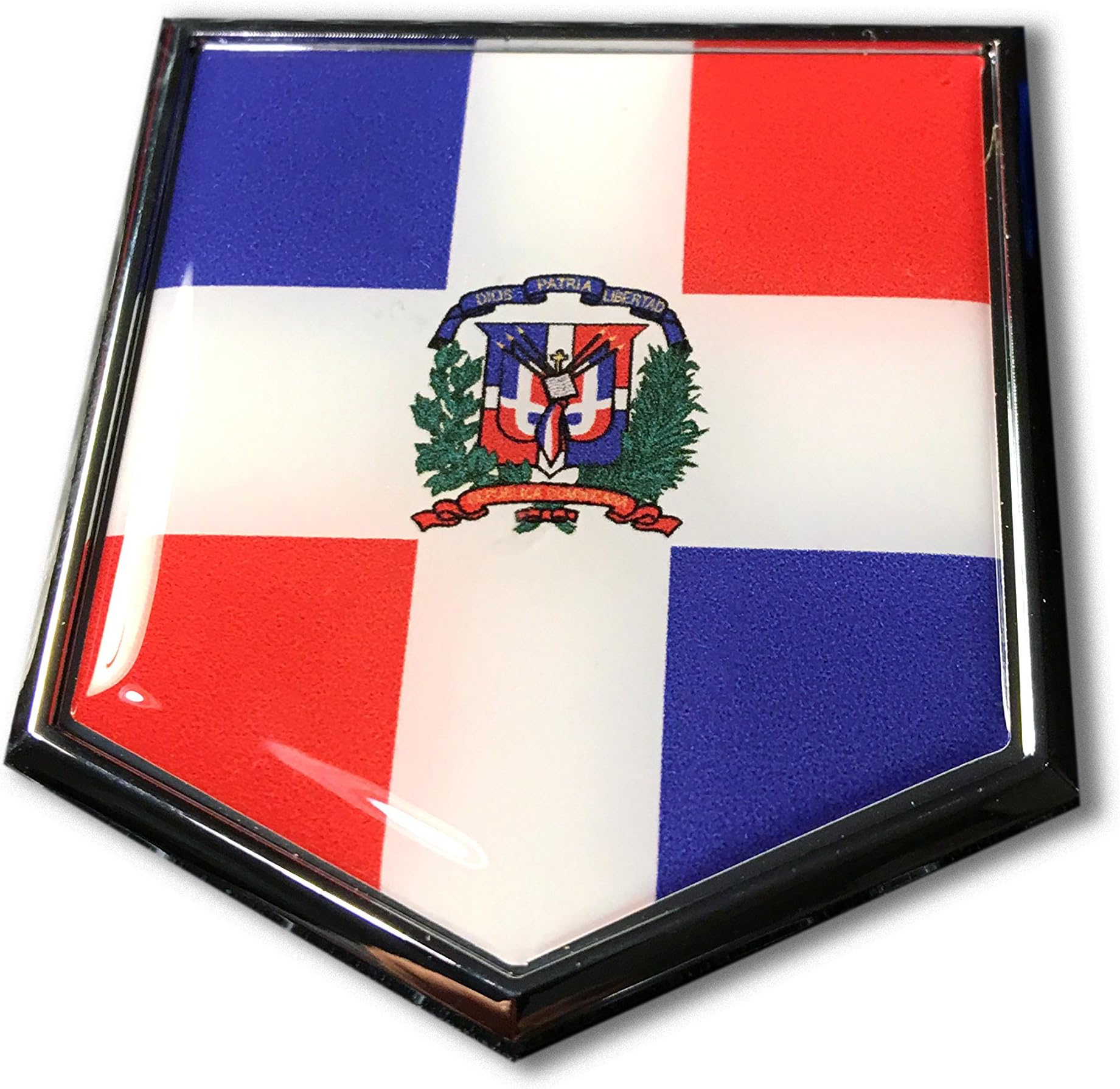 Dominican Republic Flag Domed Chrome Emblem Proud Flag Car 3D Sticker 2"x 2.25" Punta Cana, Santo Domingo, Santiago, La Romana, República Dominicana