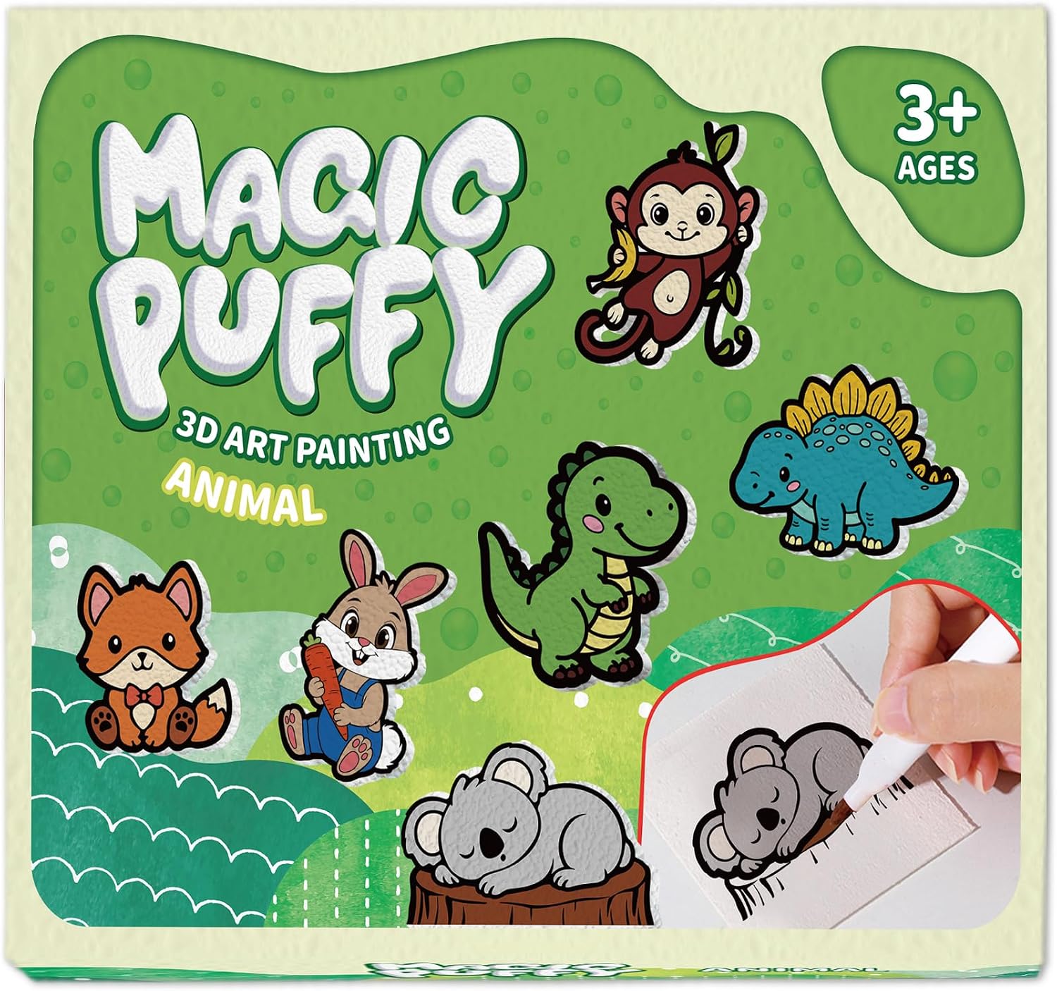 Magic Foam Texture Painting Kit, 3D Drawing Art Set,54pcs Arts and Crafts for Kits 3-10 Ideal Gifts for Boys and Girls,Aqua (Animal)