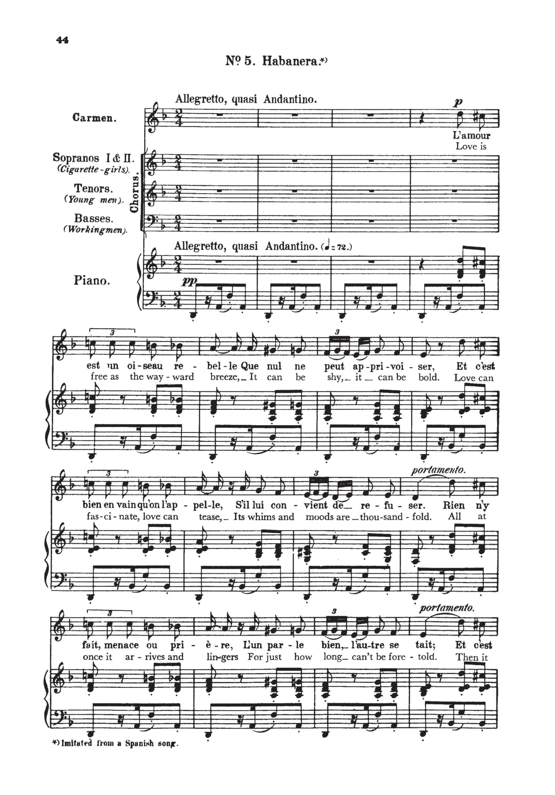 Georges bizet : carmen - reduction pour voix et piano