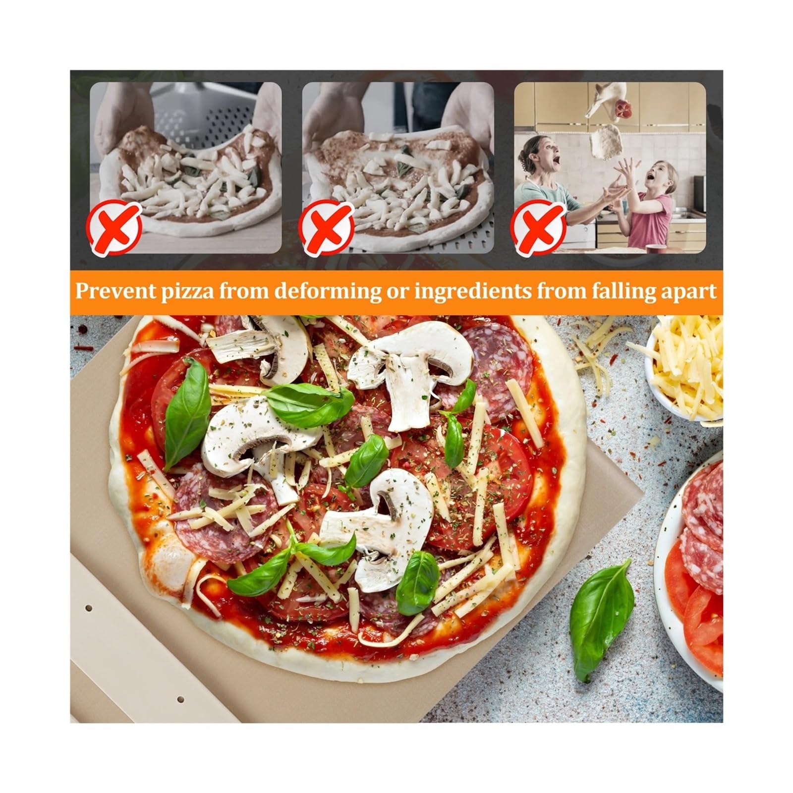 Pala scorrevole per pizza, paletta antiaderente in alluminio con manico | Strumento per trasferire l'impasto per cottura in forno e cucina domestica(01 58x30cm)