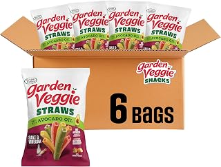 Sensible Portions Garden Veggie Straws, Made with Avocado Oil, Gluten-Free Snack, Snacks for Kids & Families, Salt & Vinegar Flavor, 6 Ounce Bag, 6 Count