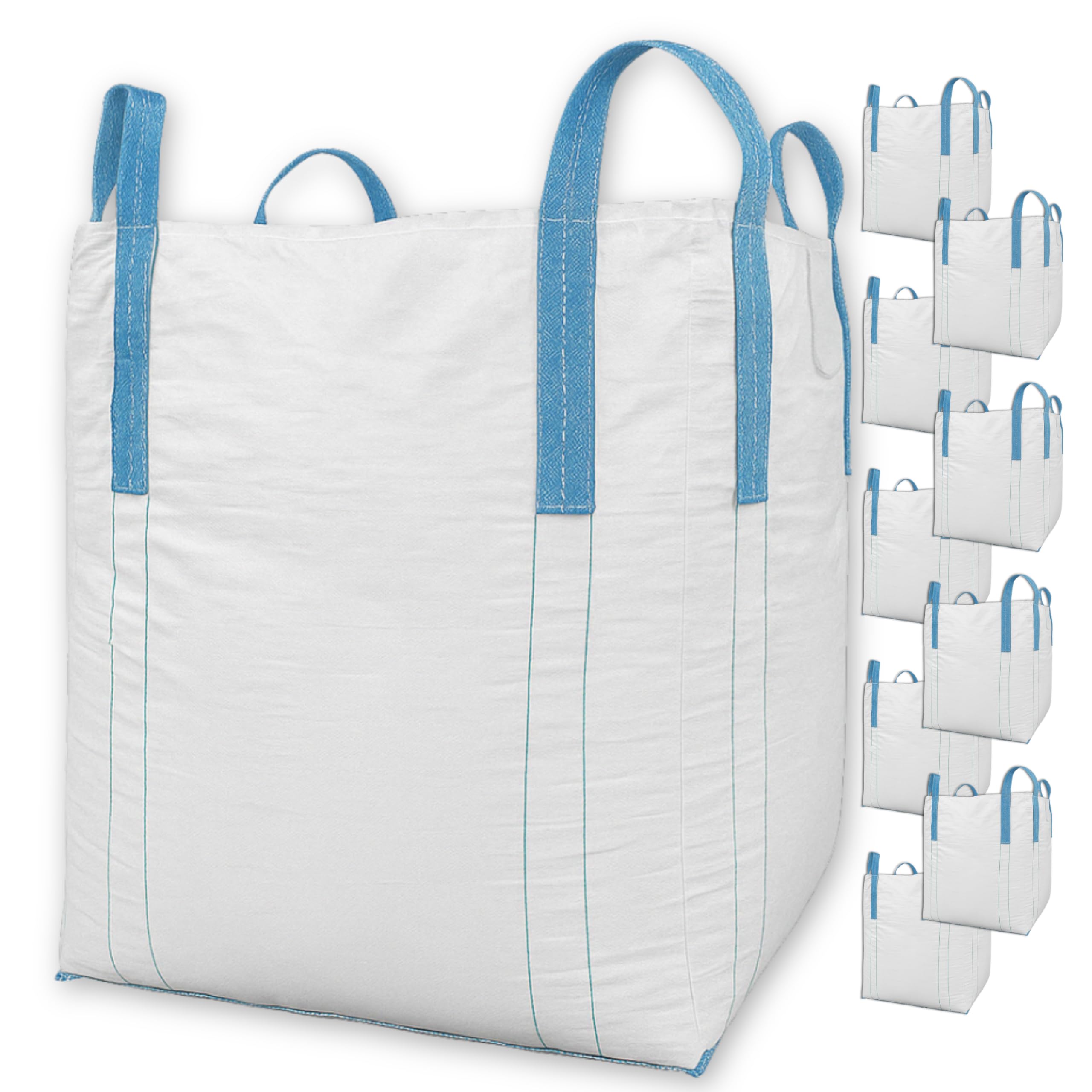 BIG BAG - 10 sztuk – 90 x 90 x 110 cm duża – wysoka stabilność do 1500 kg, BigBag z 4 pętelkami