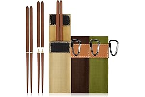 Foldable Travel Chopsticks [3 Pairs] and Carrying Cases - Sustainable Rosewood Utensils...