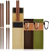 Rosewood 6 Pieces Christmas Foldable Wood Chopsticks Portable Outdoor Utensils Reusable Travel Chopsticks Collapsible with Carrying Pouch