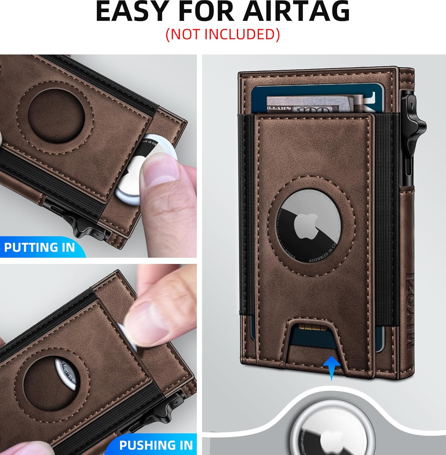 Airtag Wallet for Men, Slim Pop Up Credit Card Holder RFID Blocking Mens Minimalist wallet for 7-9 Cards ID Window, with Gift Box - Image 7