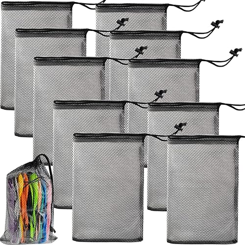 GXXMEI 10 bolsas de malla de nailon con cordón de 8 x 12 pulgadas con cierre de cordón para lavandería, bolsa pequeña de gimnasio para baloncesto,