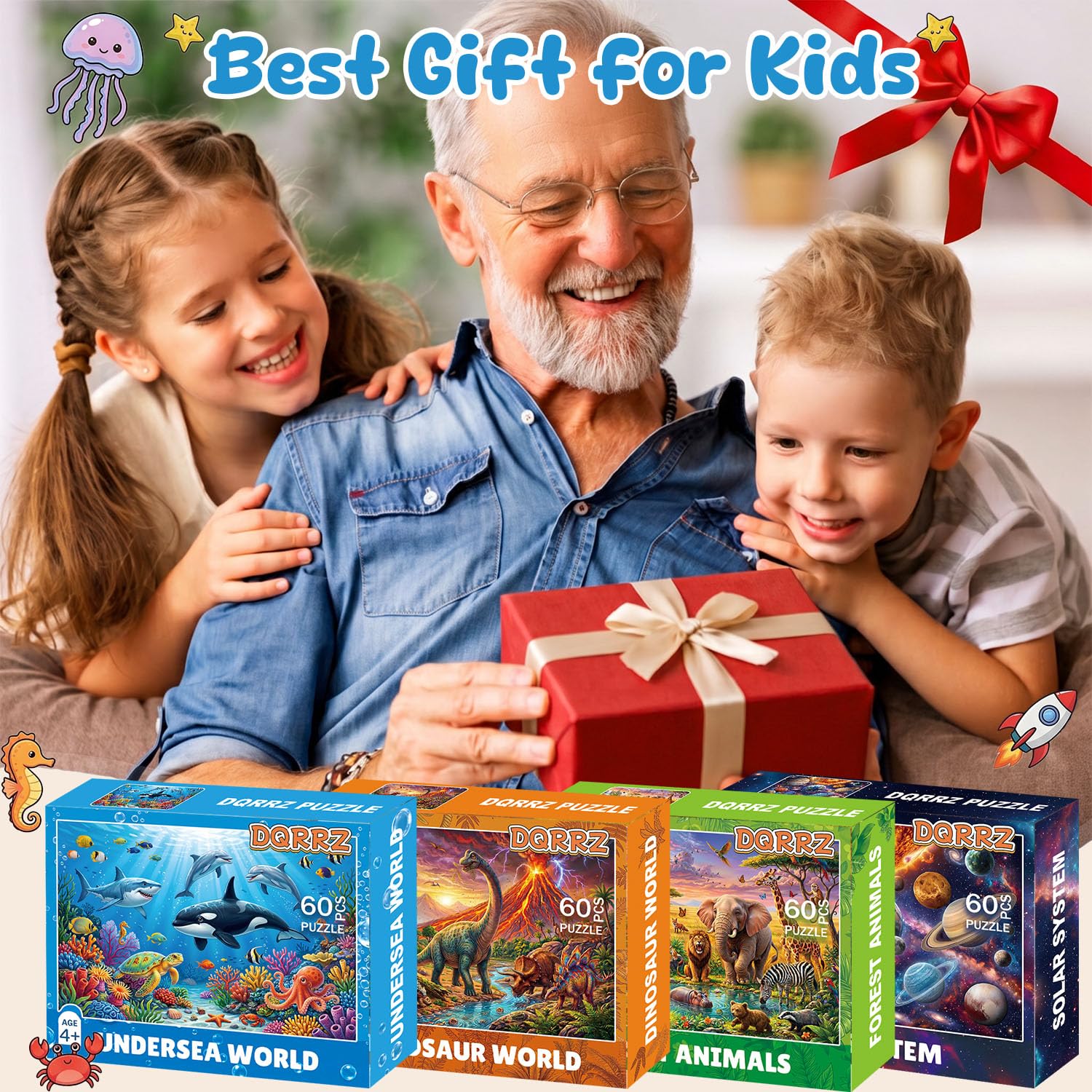 Kids Jigsaw Puzzles - Dinosaur, Safari, Ocean & Space -7 Kids Jigsaw Puzzles - Dinosaur, Safari, Ocean & Space -7
