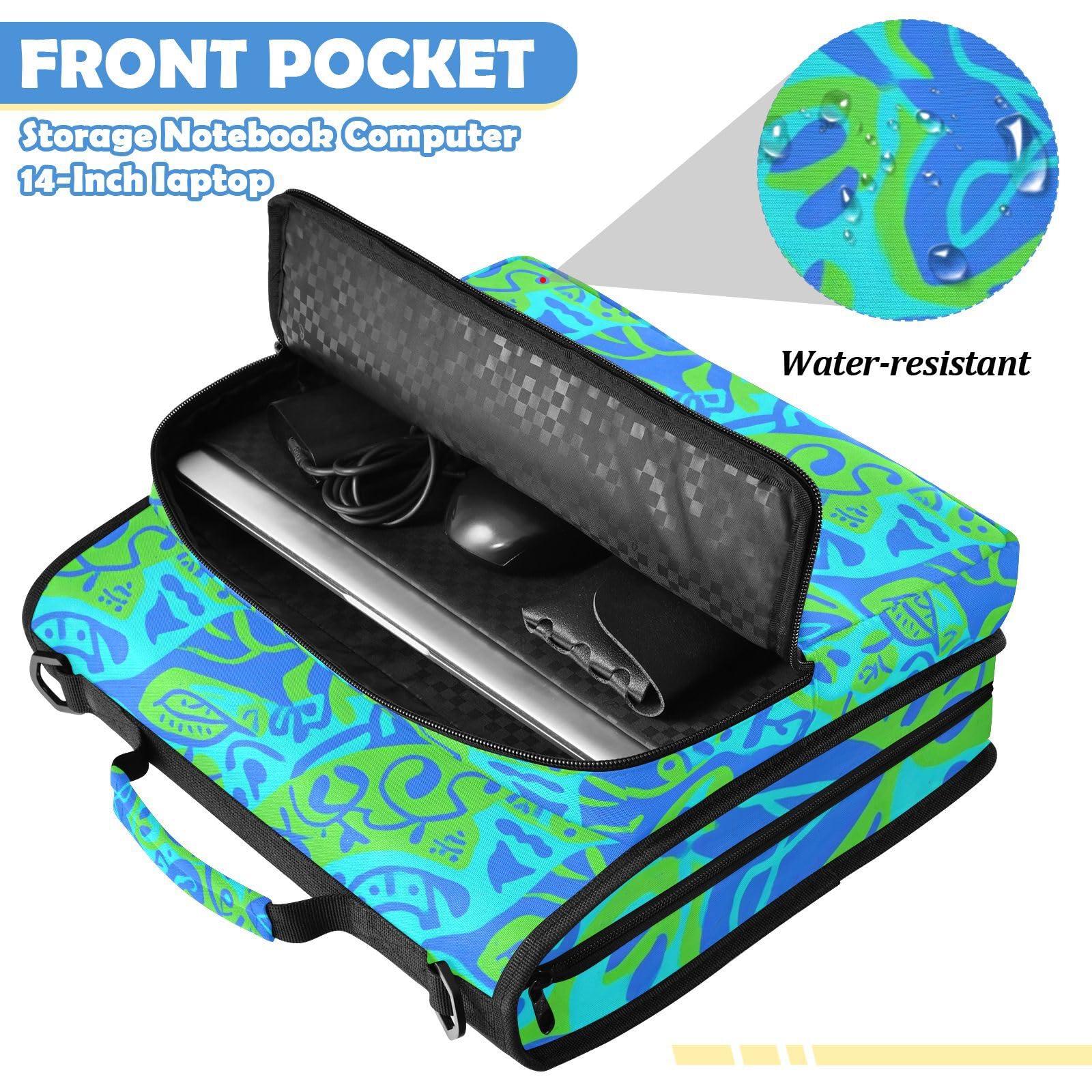 Paisley Blu Verde Modello Zipper 3 Anello Raccoglitore Bag