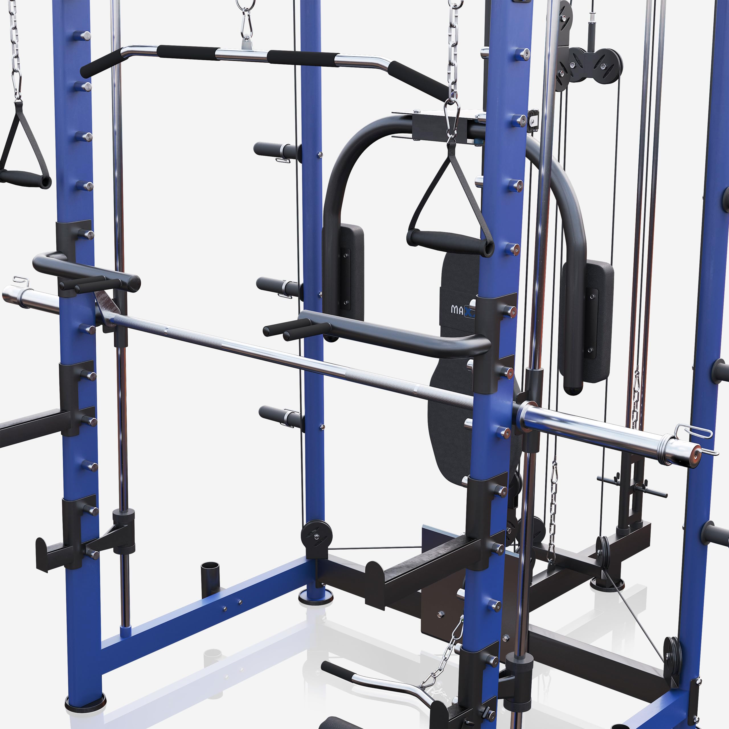 MAXXUS Multipresse 9.1 - Multifunktional, mit Hantelbank, Klimmzug, Latzug, Ruderzug, Beinpresse, Butterfly, Dip Station, Langhantel - Kraftstation, Smith Maschine, Multi-Gym, Fitness, Power Rack