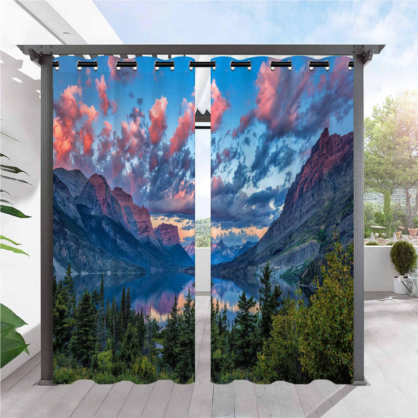 ANHOPE Outdoor Curtains Waterproof Eyelet Top 2 Panels W 36" x L 84" — image 1