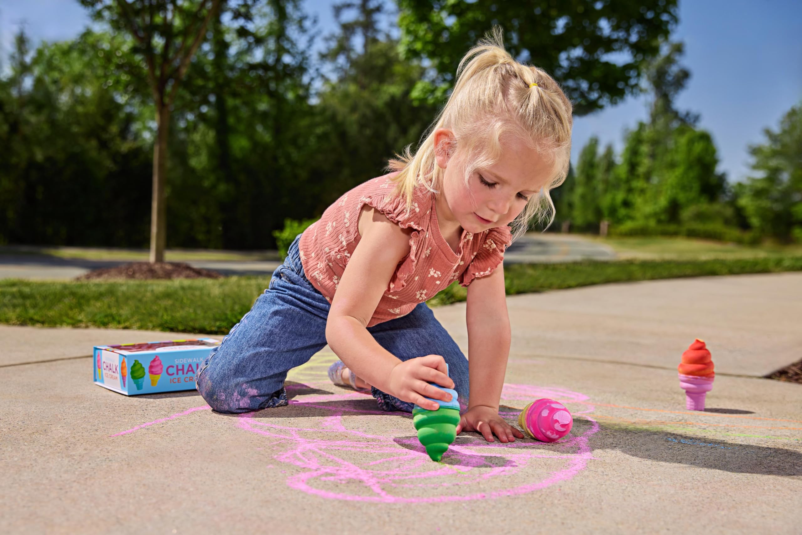 Crocodile Creek Gesso da marciapiede, set artistico per bambini dai 3 anni in su, incoraggia la creatività, il divertimento e il gioco all'aperto, giocattoli ideali per il parco giochi, include 3