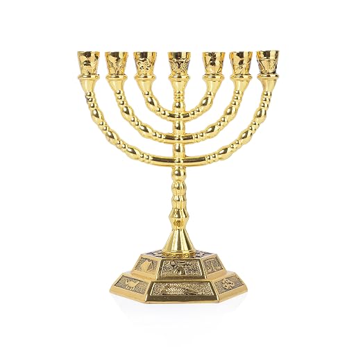 12 Tribes of Israel Menorah, Jerusalem Temple 7 Branch Jewish