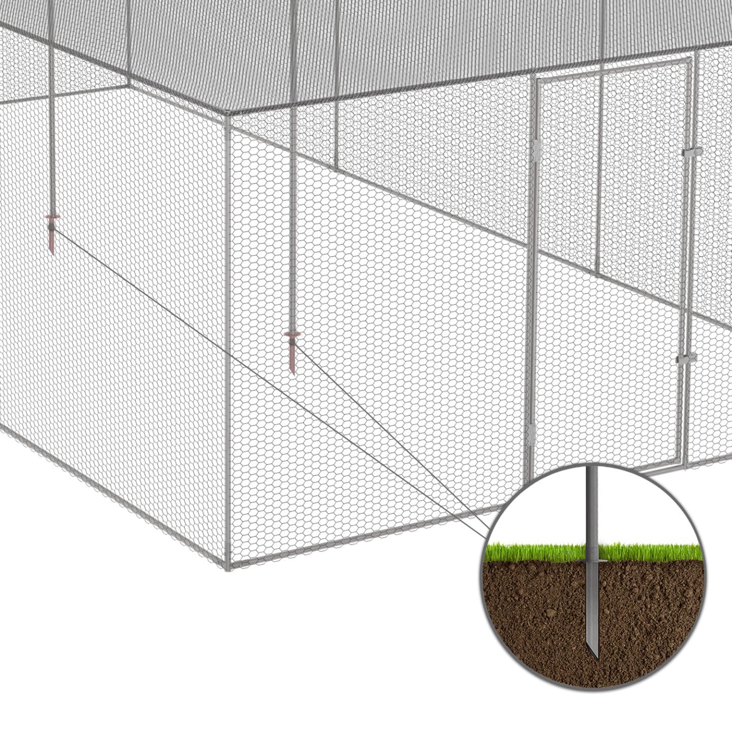 IDMarket - Voliera 18 m² Parco a rete 6 x 3 M recinto pollaio per Animali da Bassa Corte