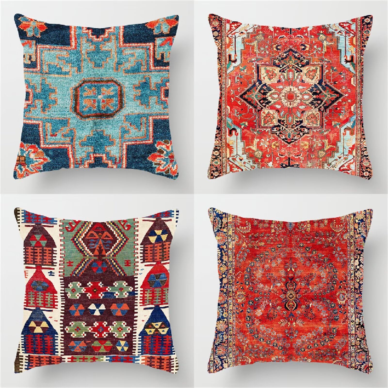 Federe Cuscini Divano 65x65cm,Set di 4 Boho rosso scuro Cuscini per Divano,Quadrato Doppio Lato Morbido Esterni Copricuscini Divano,per Divano Soggiorno Sedia Letto Decorativo Cuscini Divano ZW1-83