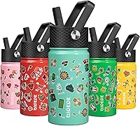 Vista 96 de BJPKPK Botella de agua aislada con tapa con pajilla, botellas de agua de metal de acero inoxidable de 15 onzas, botellas de agua reutilizables a