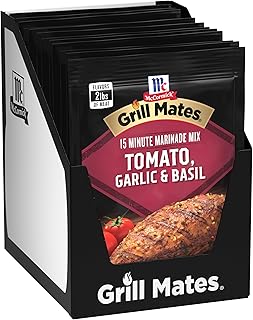 Backyard barbecues just got juicier and more delicious with McCormick Grill Mates Tomato, Garlic & Basil Marinade. This refreshing seasoning features a blend of sweet tomatoes, garlic, basil and extractives that will keep your guests coming back for more! Simply combine one marinade packet with ¼ cup water and vegetable or olive oil, and 2 tablespoons white or balsamic vinegar with 2 pounds of chicken, shrimp or beef, marinate, grill and enjoy a memorable, mouthwatering meal.