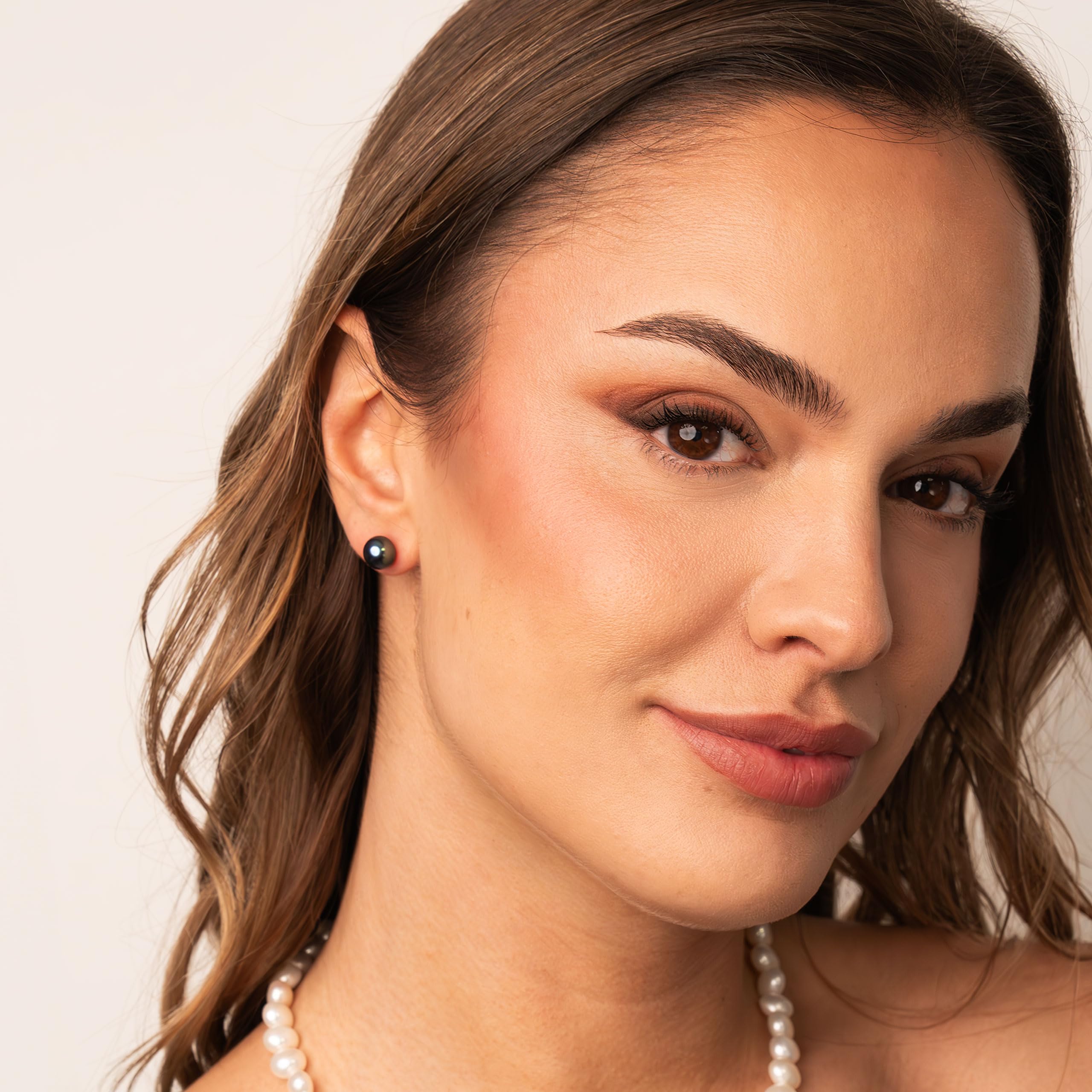 Orecchini da donna di perle bottone coltivate d'acqua dolce in nero SECRET & YOU - Argento sterling 925 - Disponibile in 4 misure da 8 mm a 11 mm