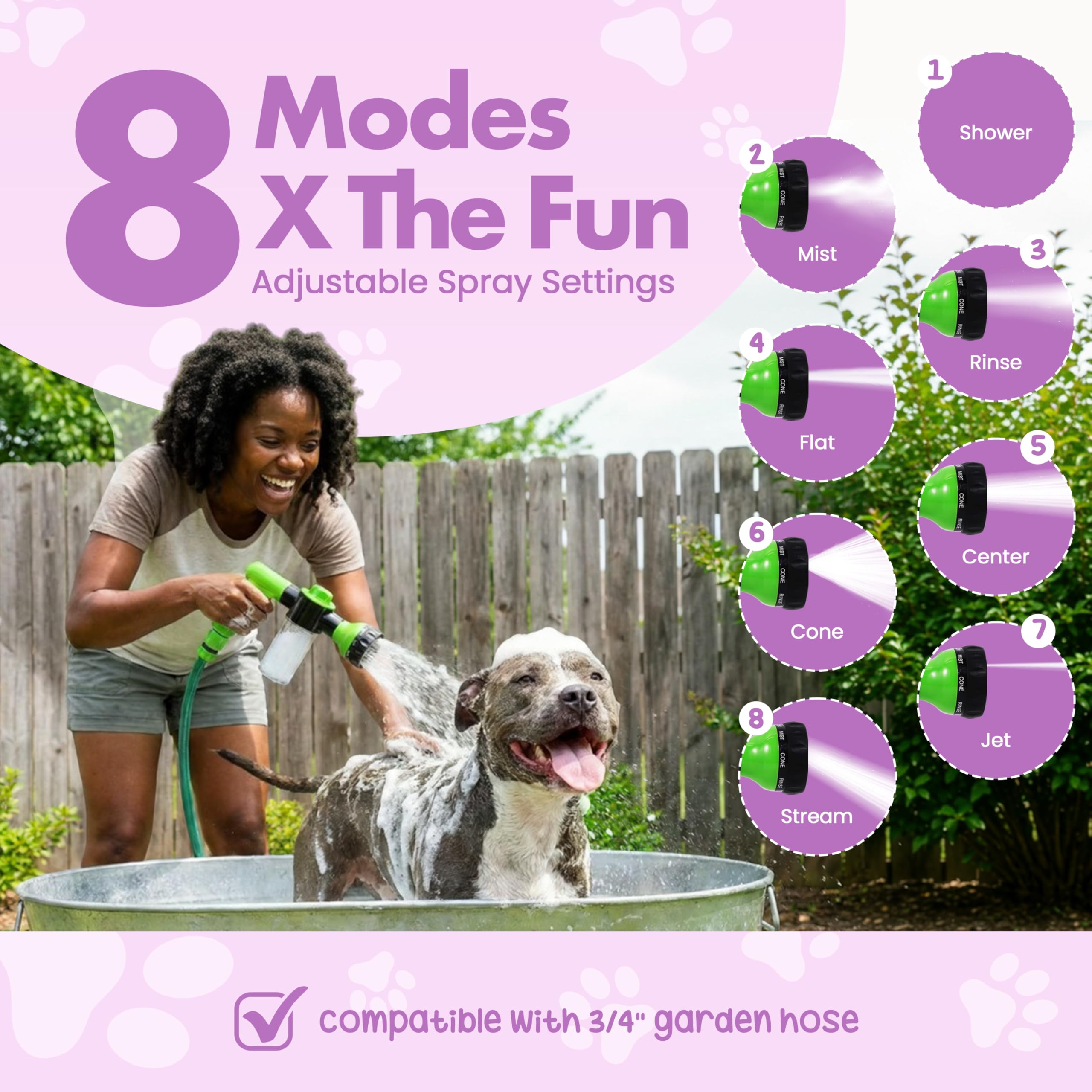 Dispensador de jabón y champú para lavado de mascotas y boquilla rociadora de manguera de jardín Girl With The Dogs