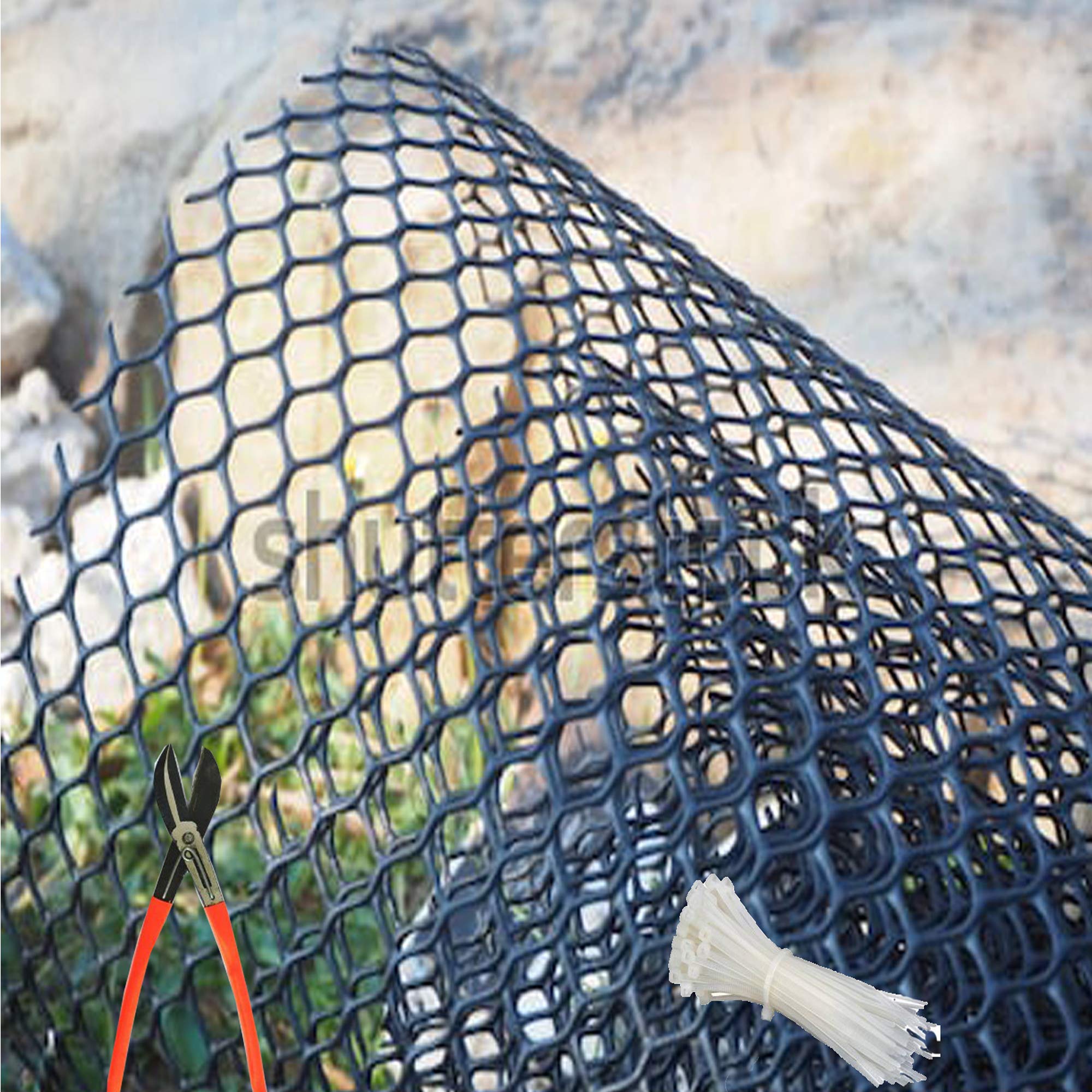 RED WIND Garden Fencing Net/Bird net PVC Virgin HDPE 1 Year Guarantee (4feet Height/25feet Length) UV Stabilized Heavy 800GSM Anti Bird Net Black Color with Free 1 Cutter,100 PVC Tags Model NO:21-image-25
