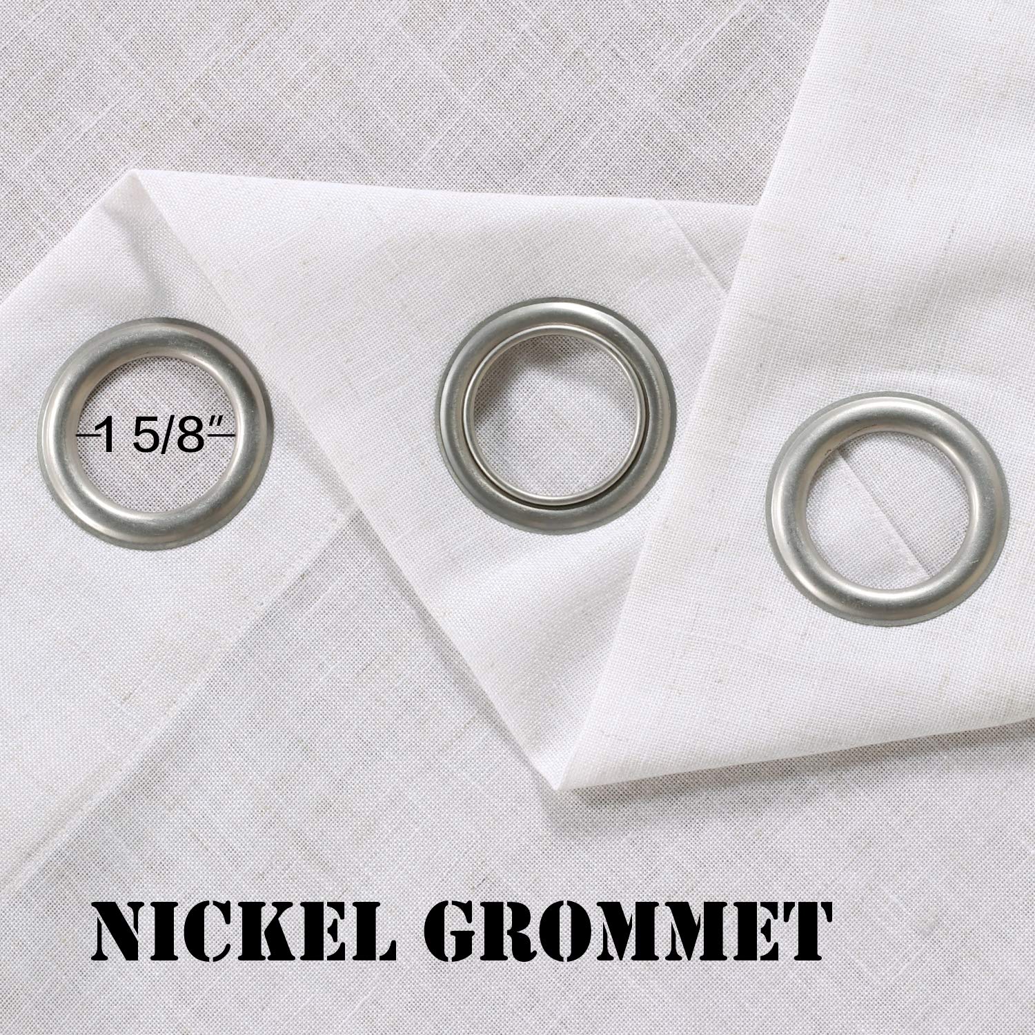 H.VERSAILTEX Pair Set Nickel Grommet Natural Linen Blended Window Treatment, Premium Soft Rich Light Reducing Curtain Panels for Living Room - 52x84-Inch-Off White