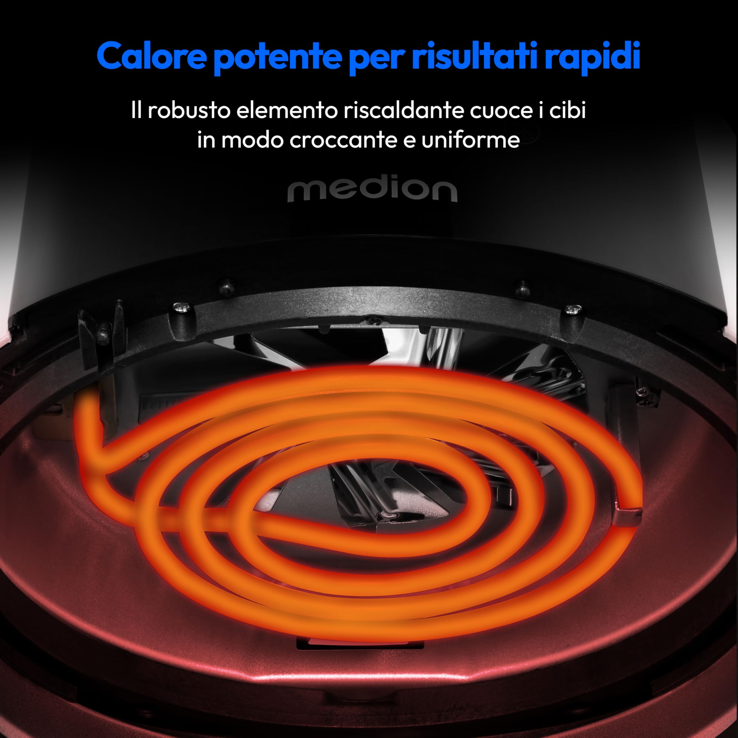 MEDION Friggitrice ad aria calda P40 L (4,7 litri, 1500 watt, funzionamento semplice, frittura senza olio, timer 60 minuti, fino a 200° C, rivestimento antiaderente, MD13030) bianco