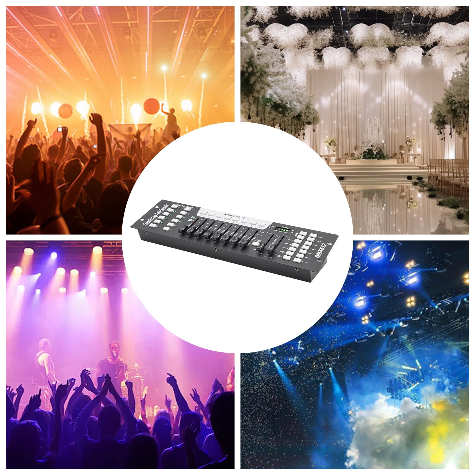 Console di mixaggio luci Dmx Controll, controller Dmx 192 canali Console DJ Dmx, controller mixer luci Dmx 512, controller di illuminazione DMX per luci a testa mobile Par Lights Fog Machine