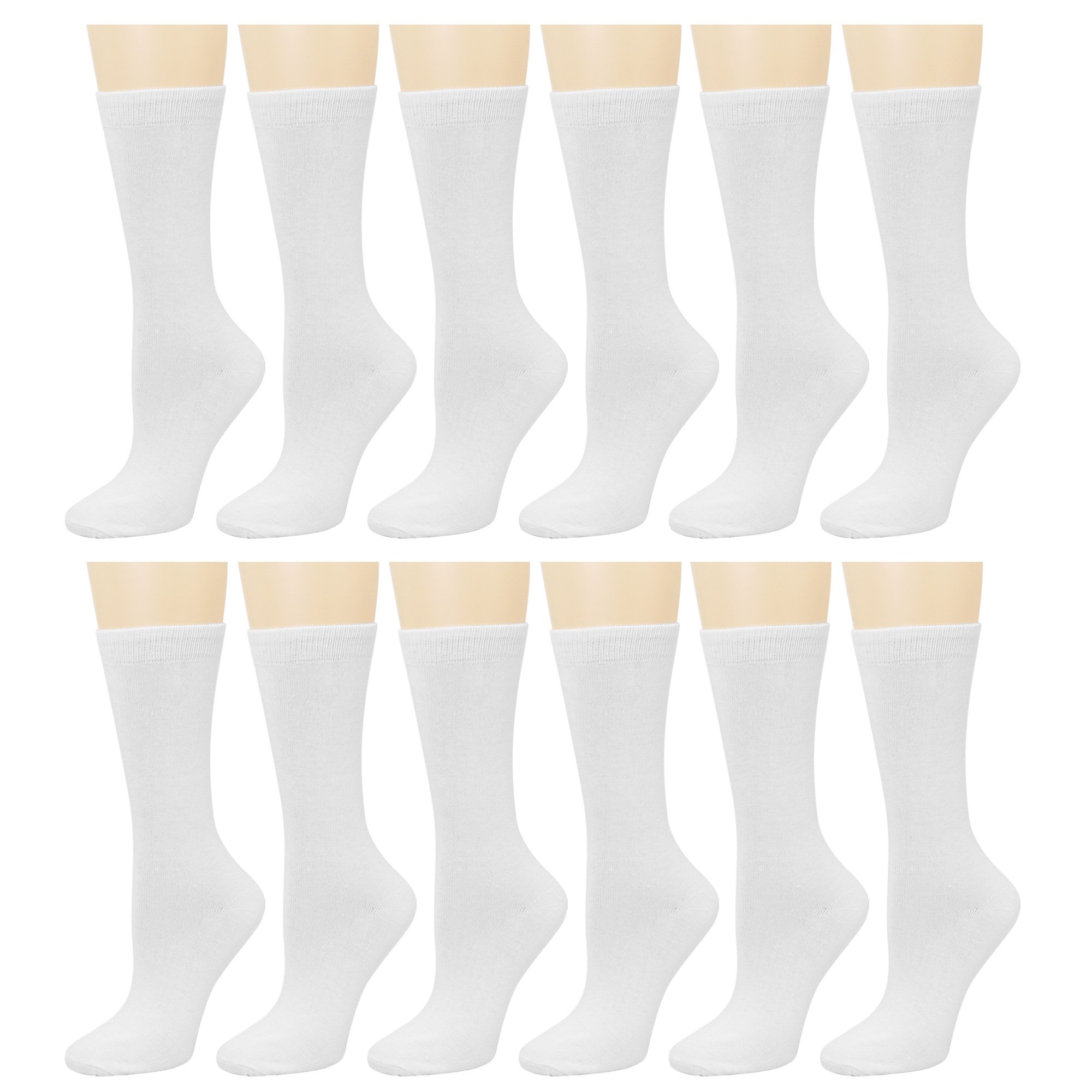 Falari 12 Pairs Women's Cotton Crew Socks Assorted Colors