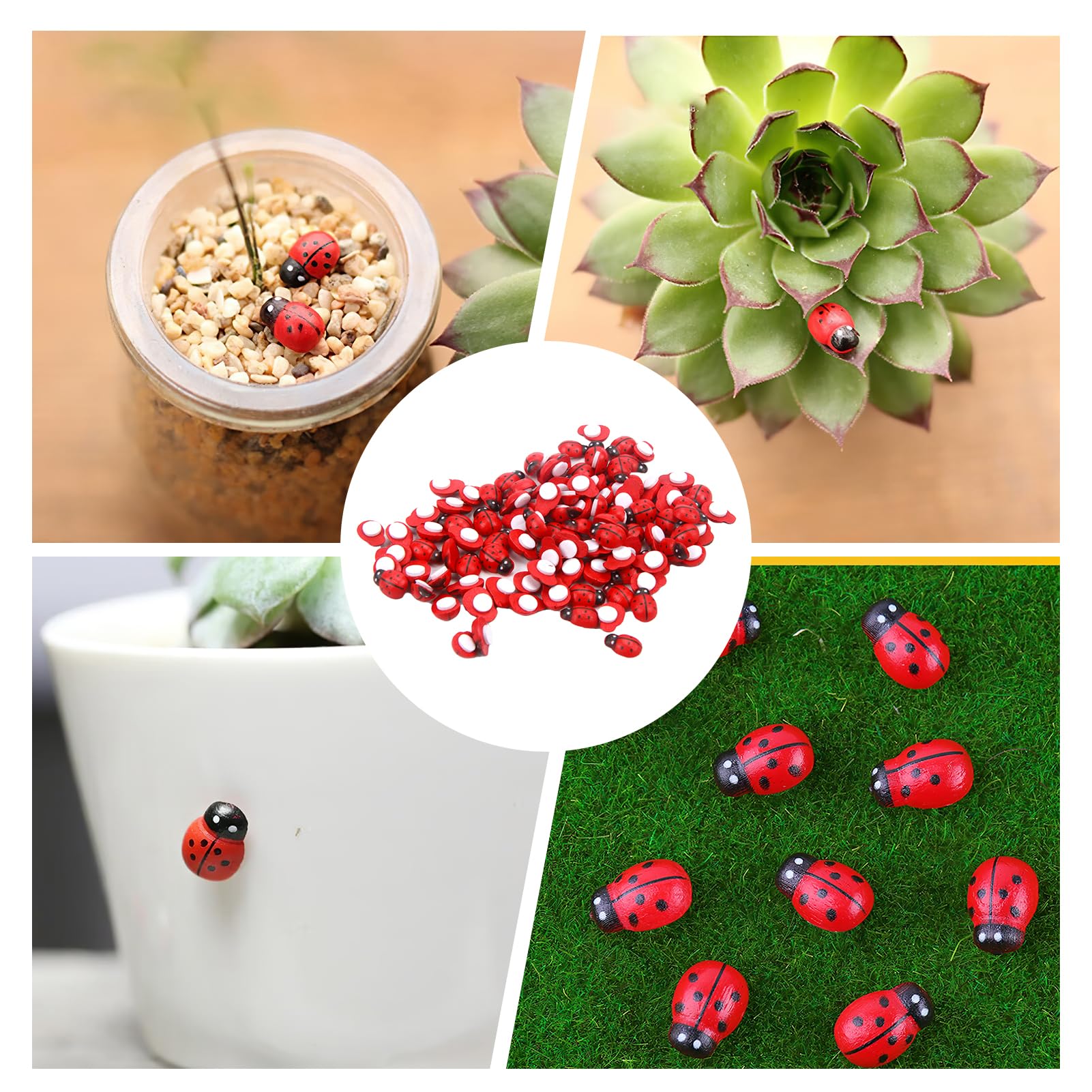 100 Coccinelle In Legno Autoadesive - Decorazioni Per Giardino, Scrapbooking E DIY 10x13mm - Foto 2