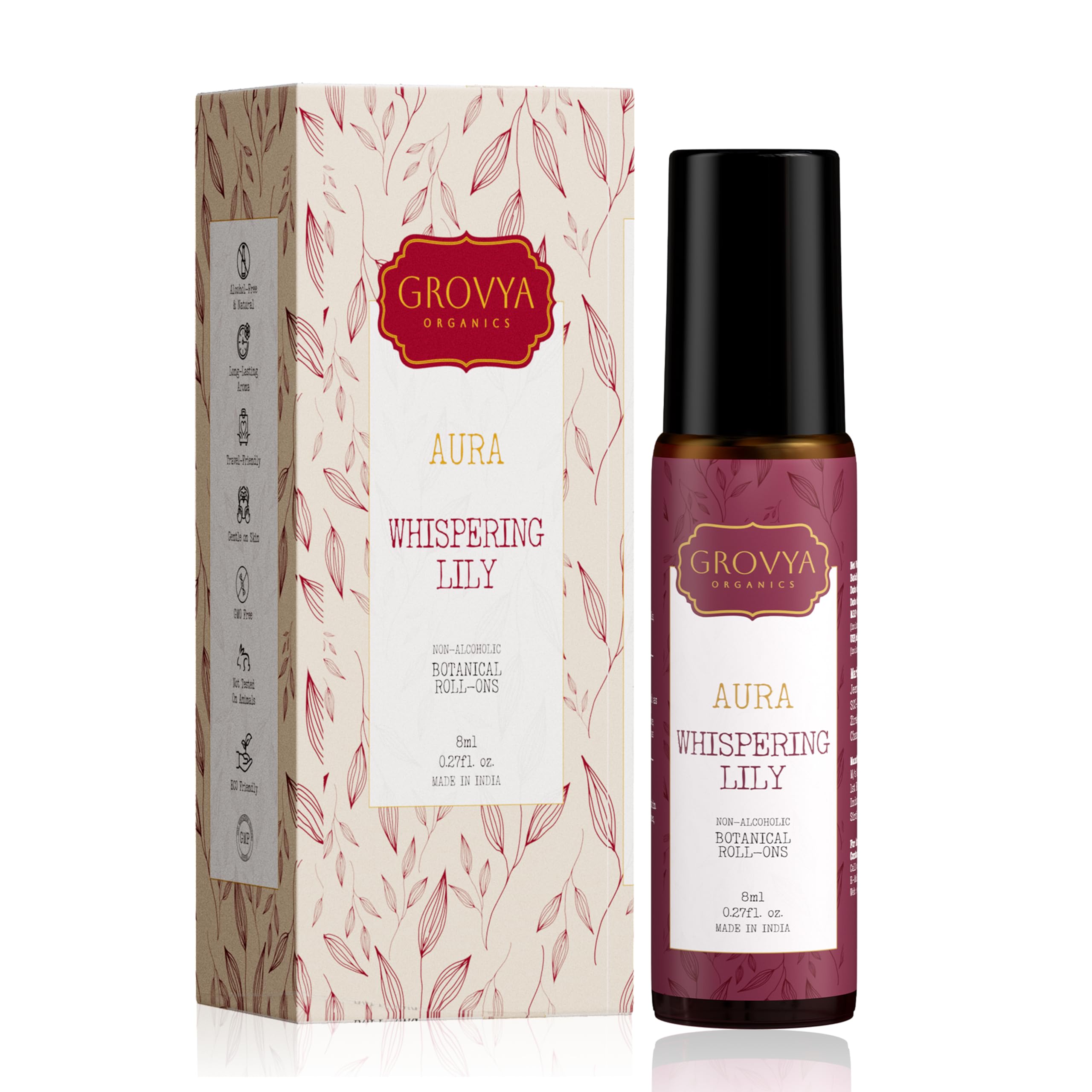 Aura Whispering Lily Roll-On | Long-Lasting Natural Perfume Oil | Alcohol-Free, Skin-Friendly & Chemical-Free Floral Fragrance for Men & Women,8ml-image-40