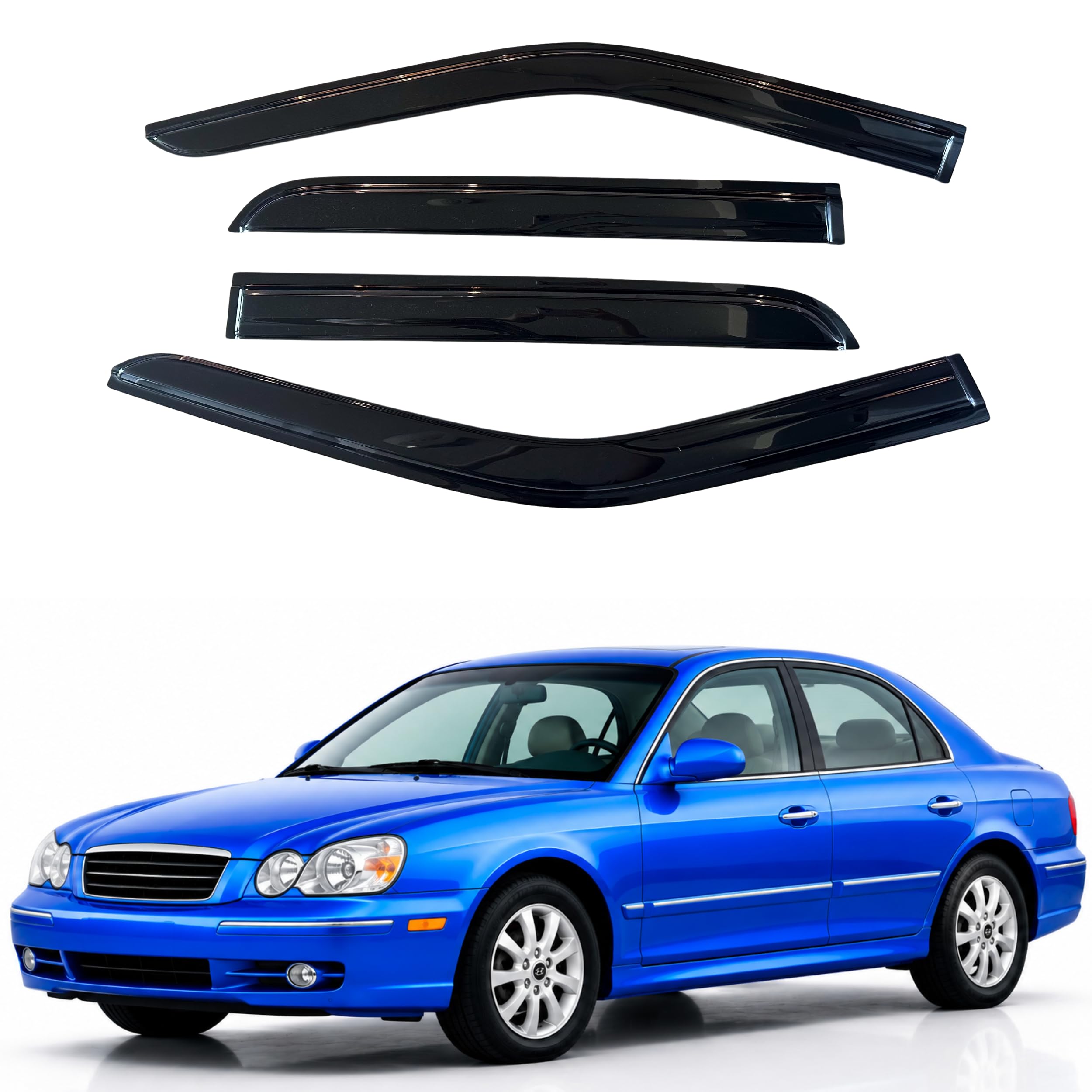 IG Window Visors Fit for 2005-2010 Hyundai Sonata, Out-Channel Rain Guards Vent Wind Deflectors 4PC, Car Accessories for 05-10 Sonata