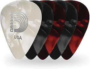 D'Addario Celluloid Guitar Picks - Guitar Accessories - Guitar Picks for Acoustic Guitar, Electric Guitar, Bass Guitar - Natural Feel, Warm Tone - Assorted, Assorted, 25-pack