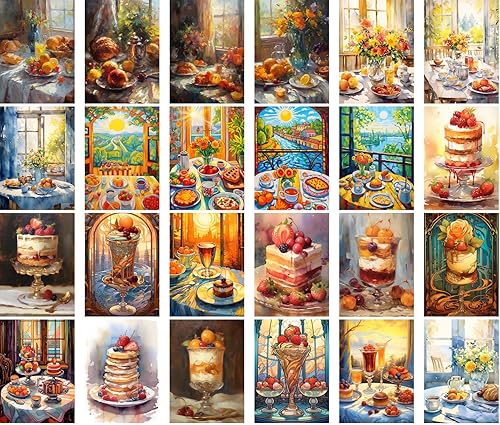 Miniatura 8 de PIXILUV Postales vintage (24 piezas de 4 x 6 pulgadas cada una) Pretty Villages iluminados en una noche de invierno, postales vintage, tarjetas de