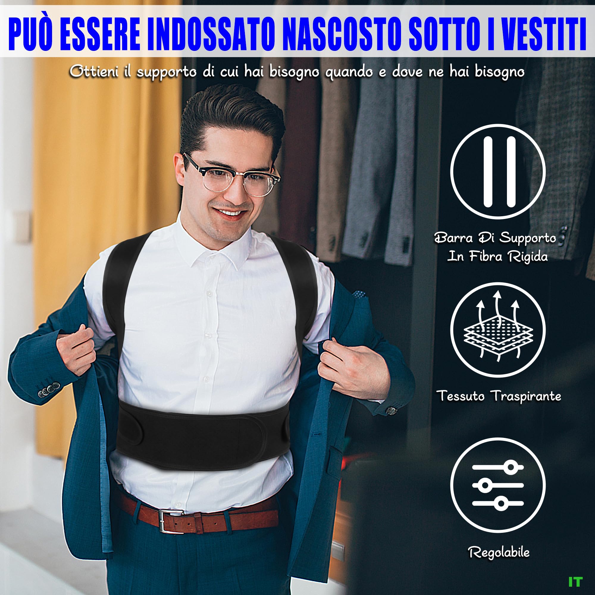 ABISIKER Correttore Posturale,Schiena Dritta Traspirante E Regolabile,Postura Schiena Uomo Donna Allevia Il Dolore Alle Spalle E Alla Schiena,Correttore Postura Supporta La Vita E Corregge La Gobba